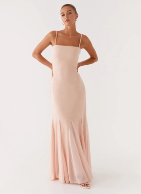 Marcelo Maxi Dress - Pink Open Design Waist-Cinching