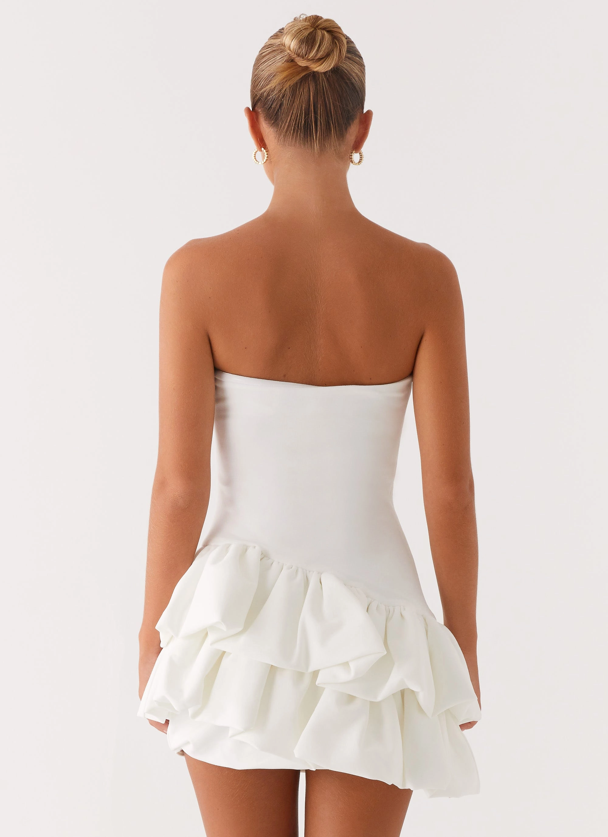 Marie Mini Dress - White Fringe-Detail