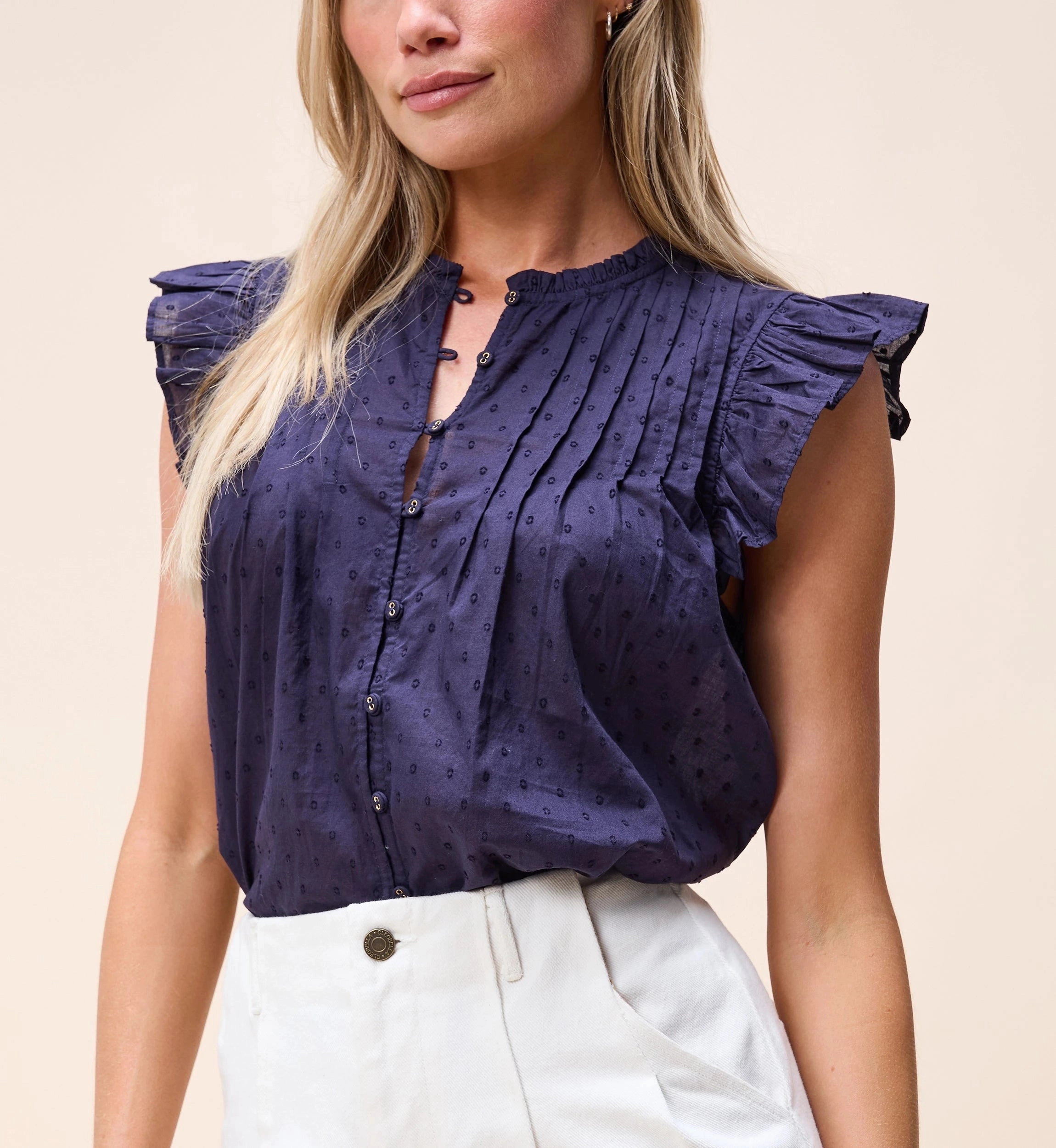 Maritza Blouse | Navy VentilatedBackPanel