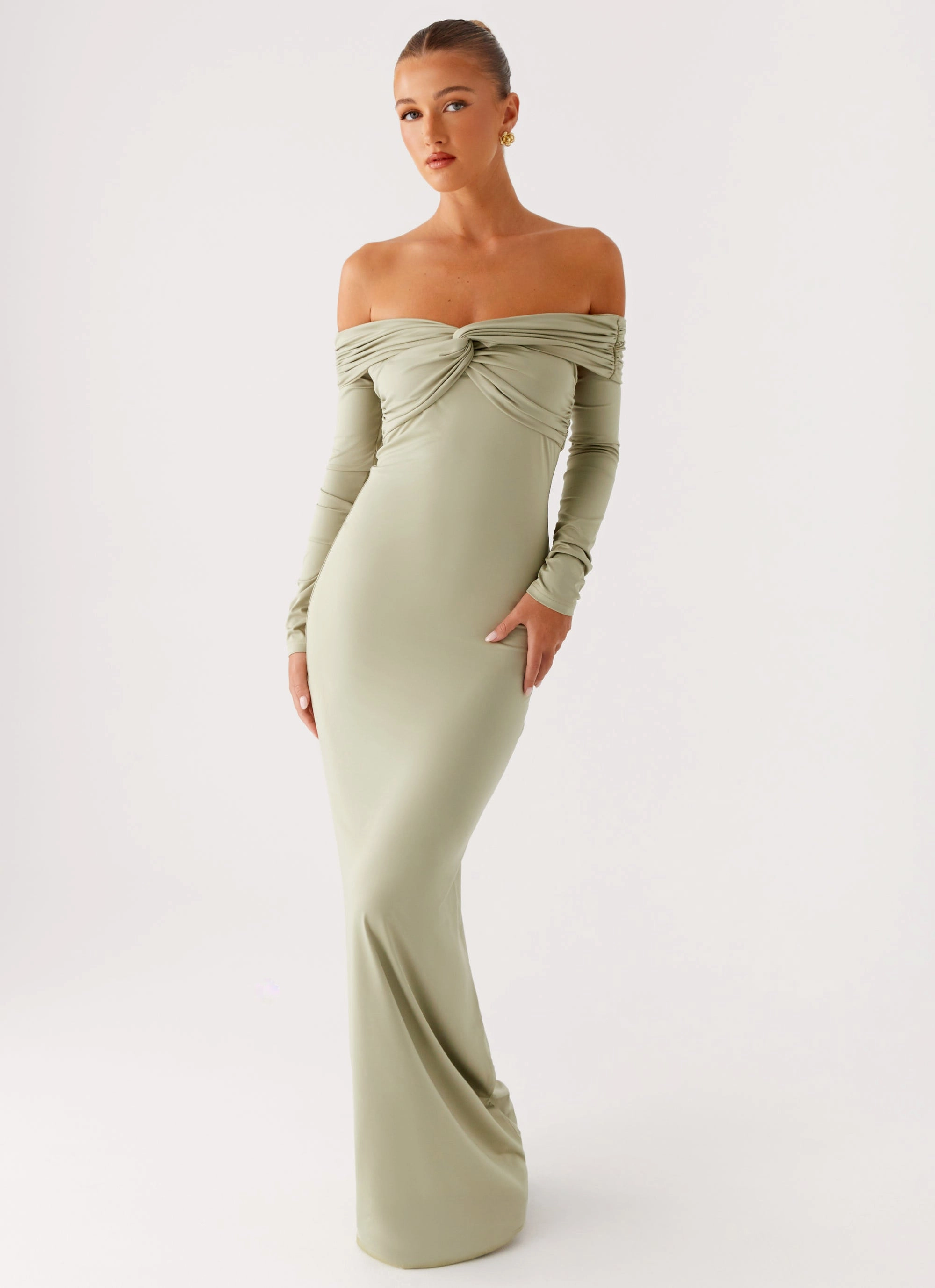 Unisex Option Marla Long Sleeve Maxi Dress - Sage