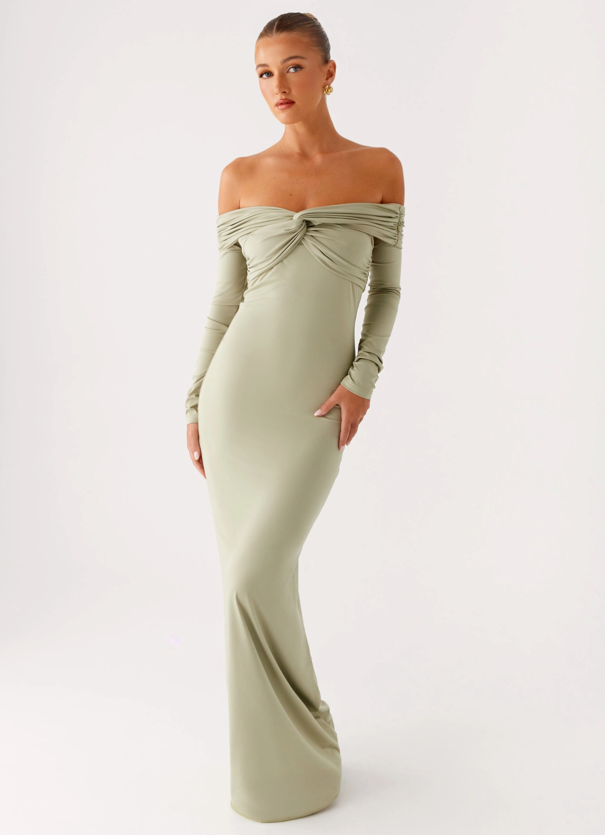 Bright Petal Marla Long Sleeve Maxi Dress - Sage