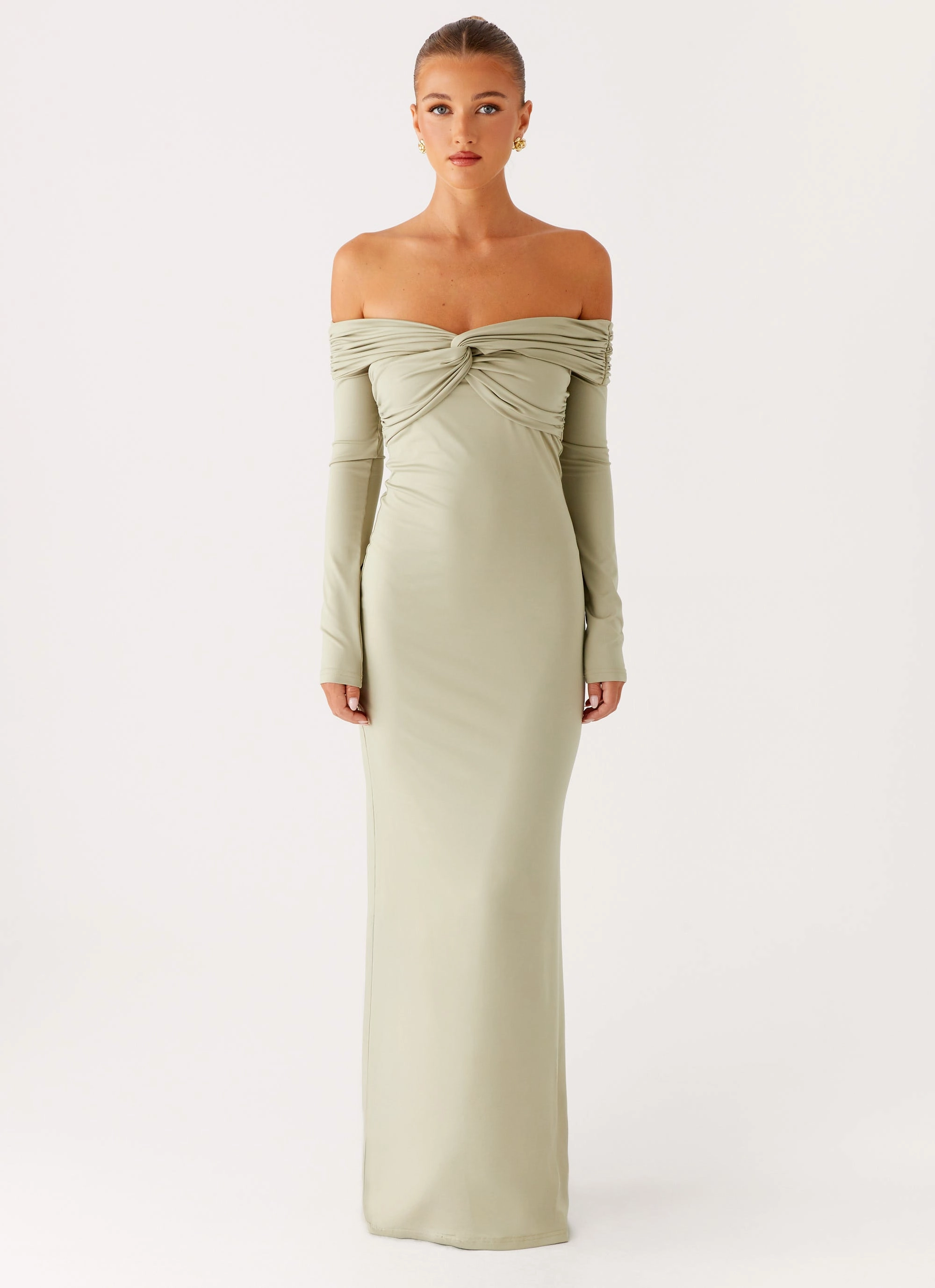 Flexible Cut Marla Long Sleeve Maxi Dress - Sage
