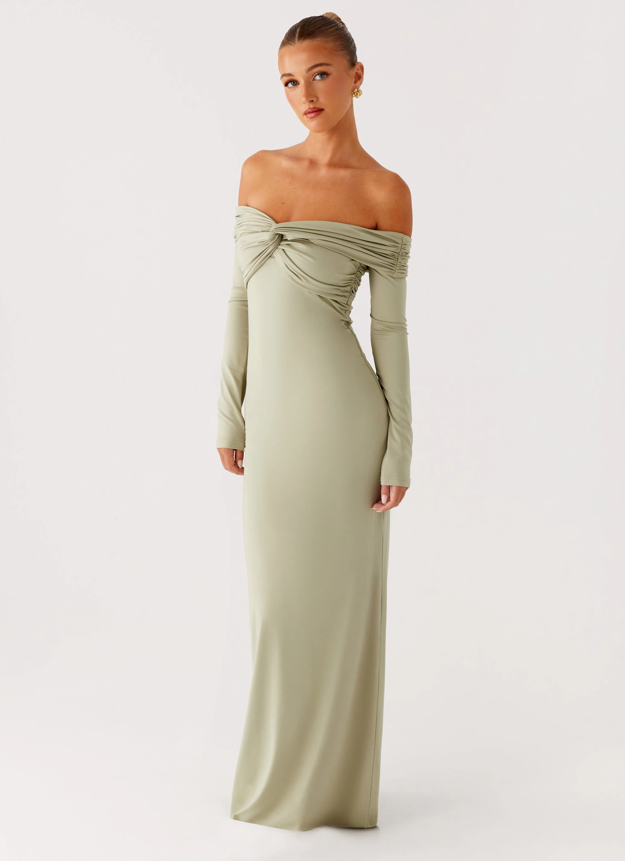 Vibrant Style Comfy Detail Marla Long Sleeve Maxi Dress - Sage