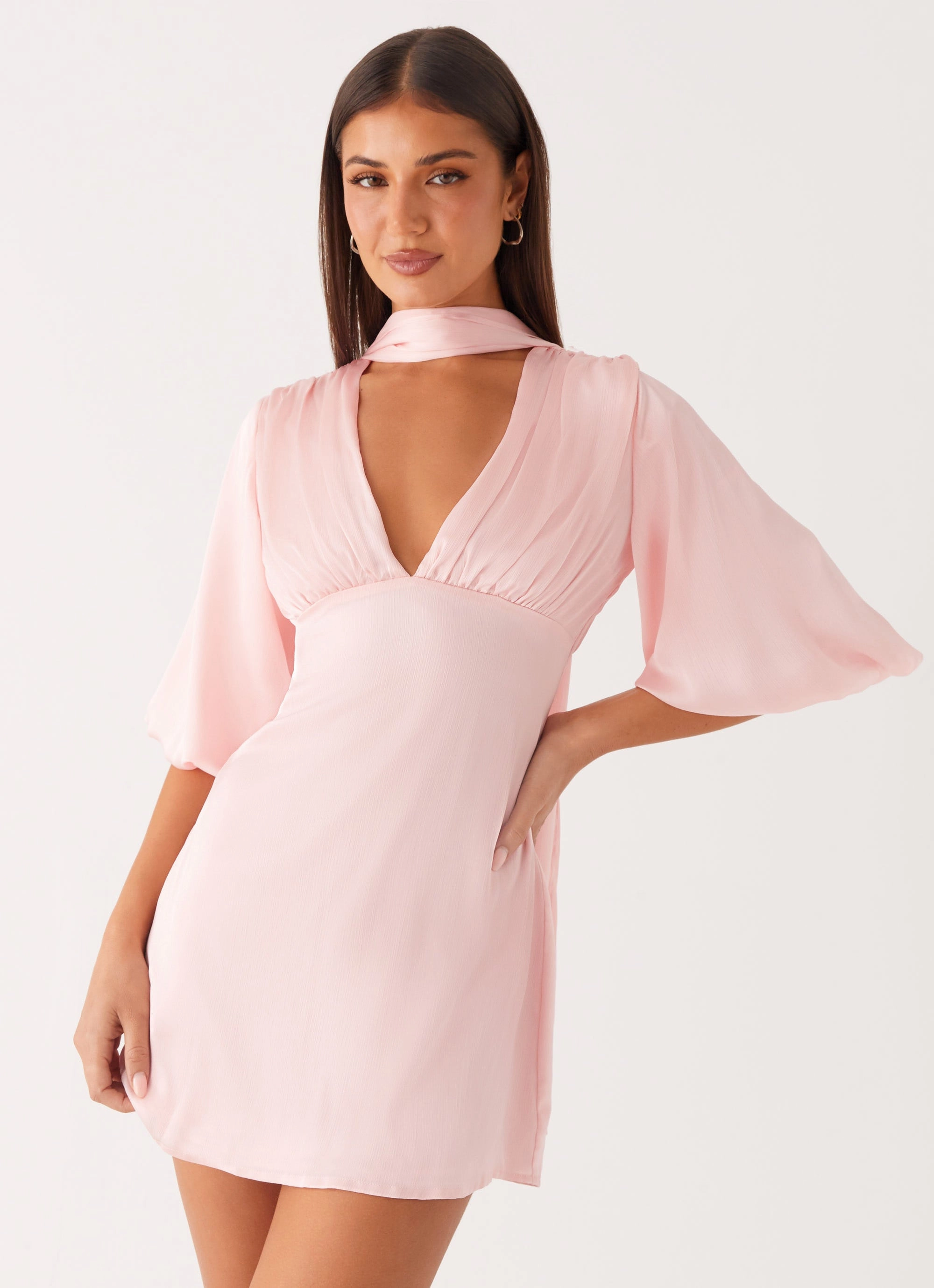 Romantic-Style Mary Mini Dress - Pink