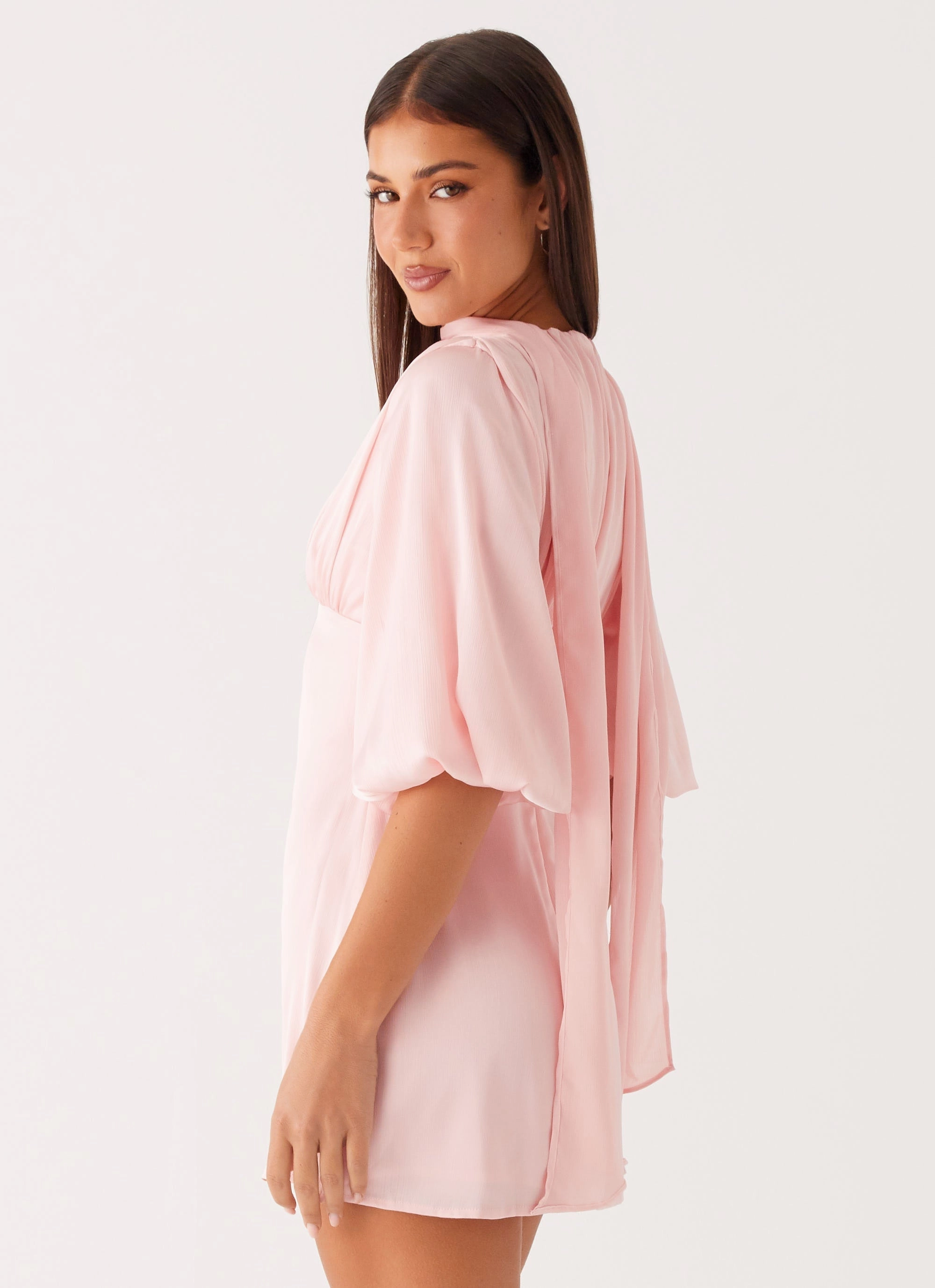 Light Sheen Summer Staple Mary Mini Dress - Pink