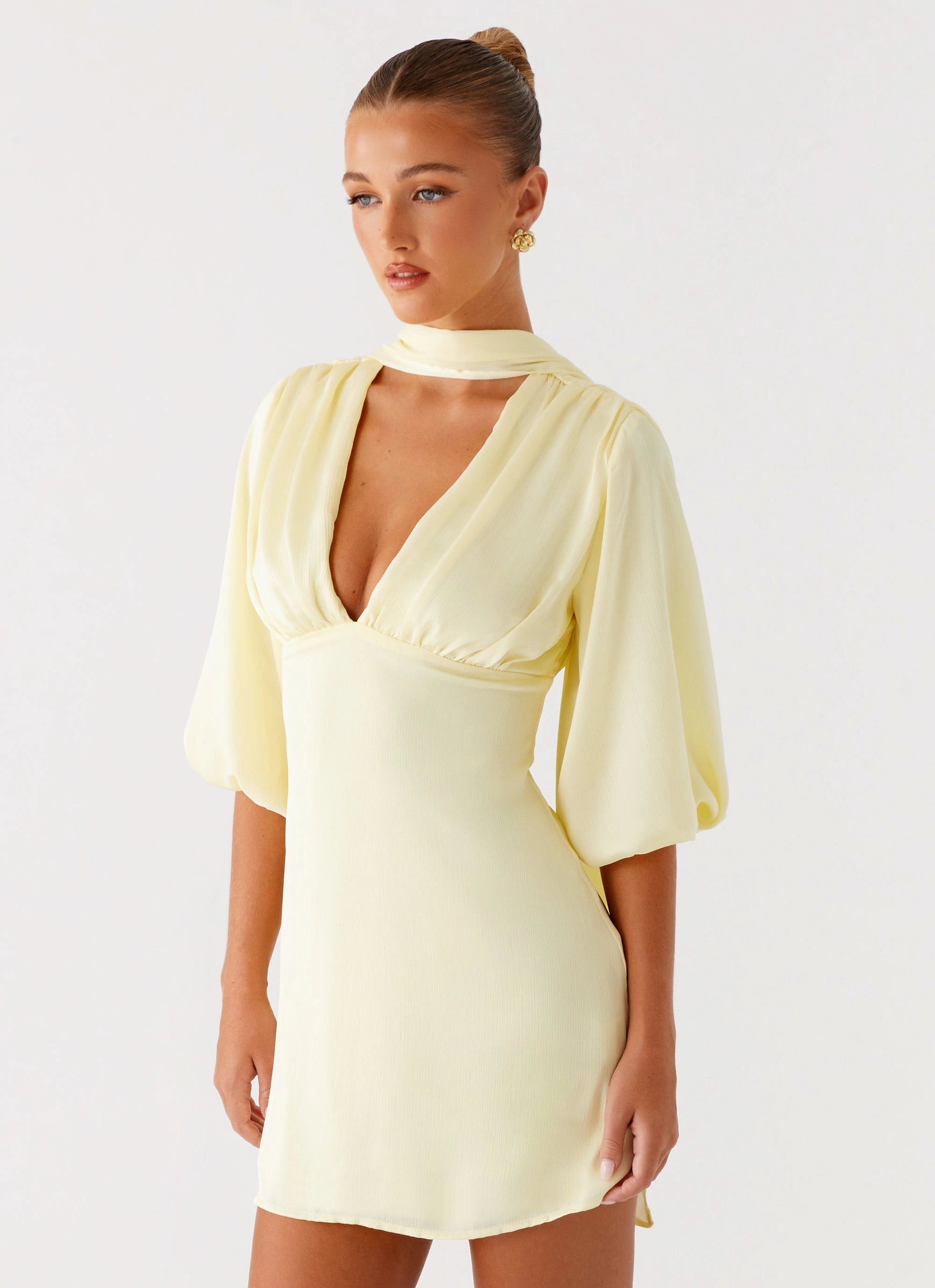 Mary Mini Dress - Yellow Versatile Look Sleek Wear