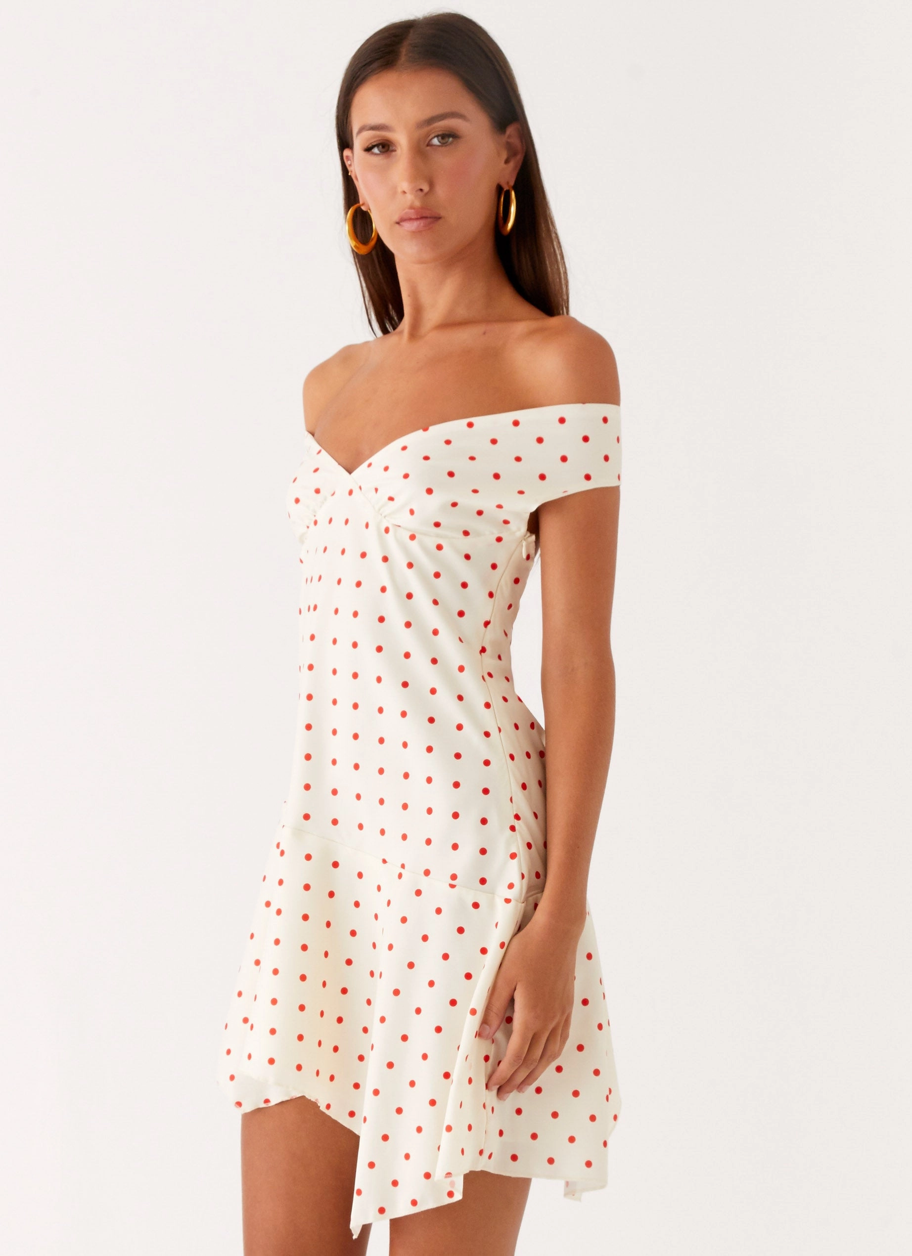 Alma Mini Dress - White Red Polka Dot Daily Option