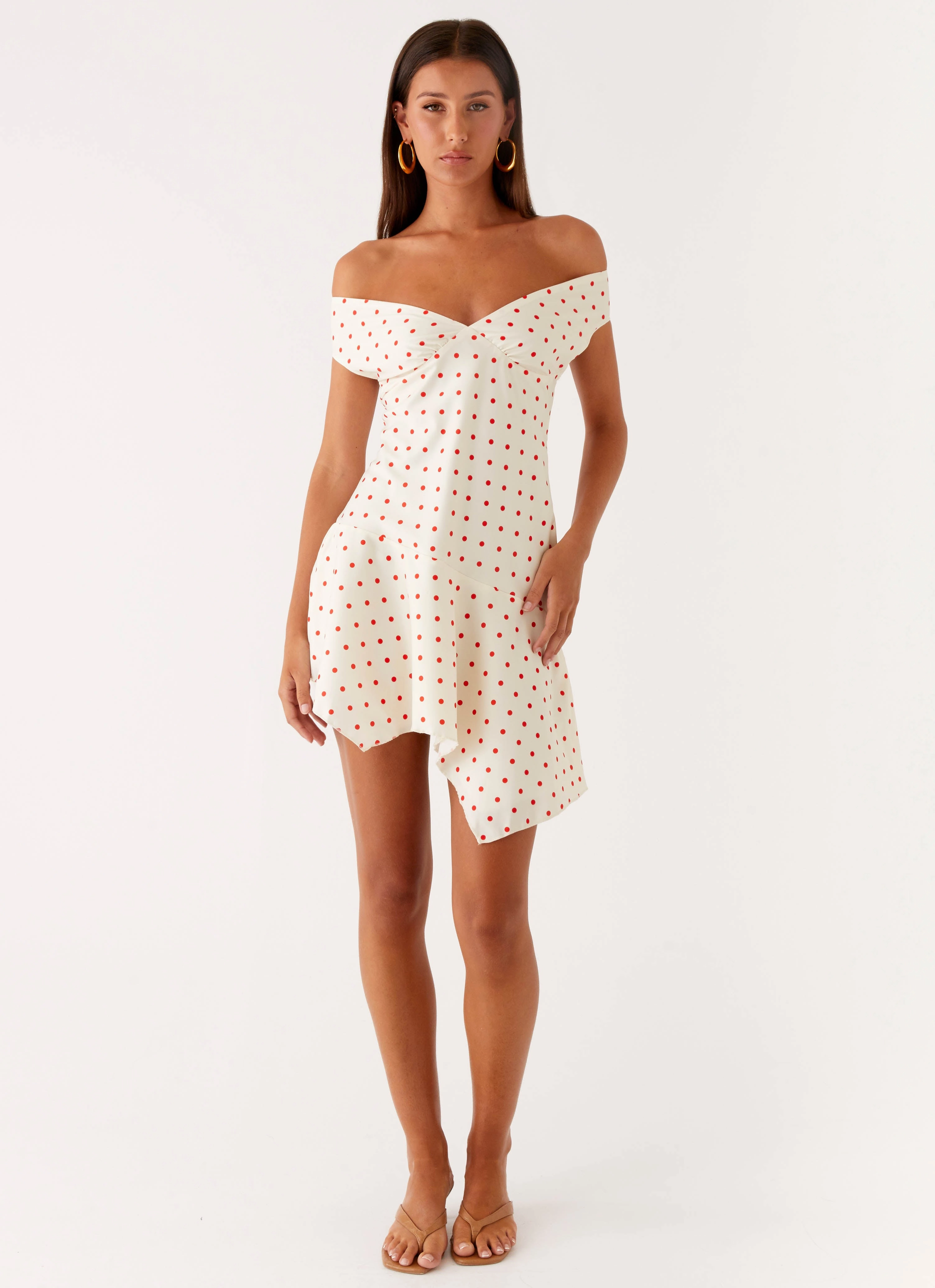Care-Instructions-Included Modern Style Alma Mini Dress - White Red Polka Dot