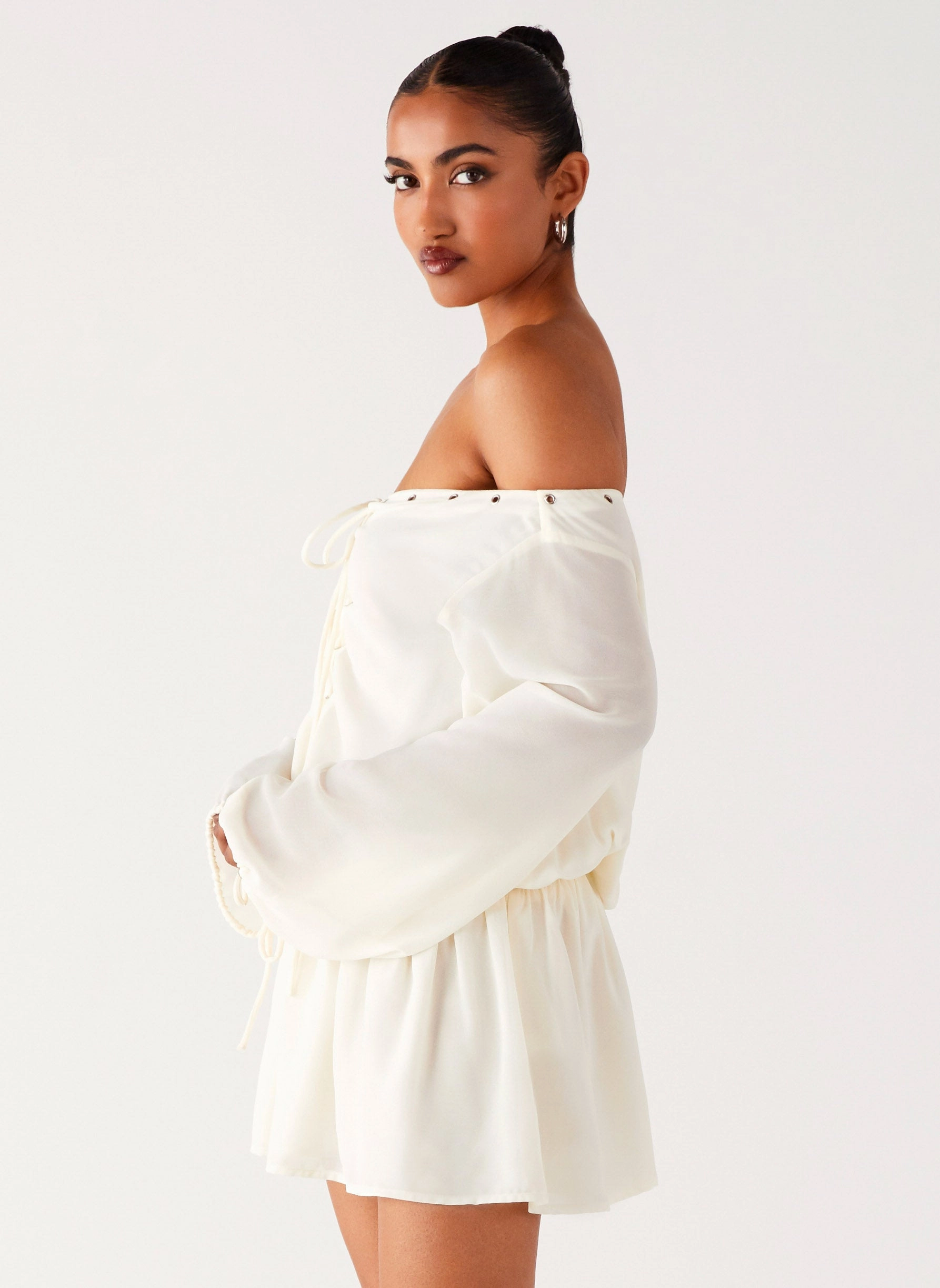 Relaxed and Elegant Peace Glow Astaria Mini Dress - Ivory