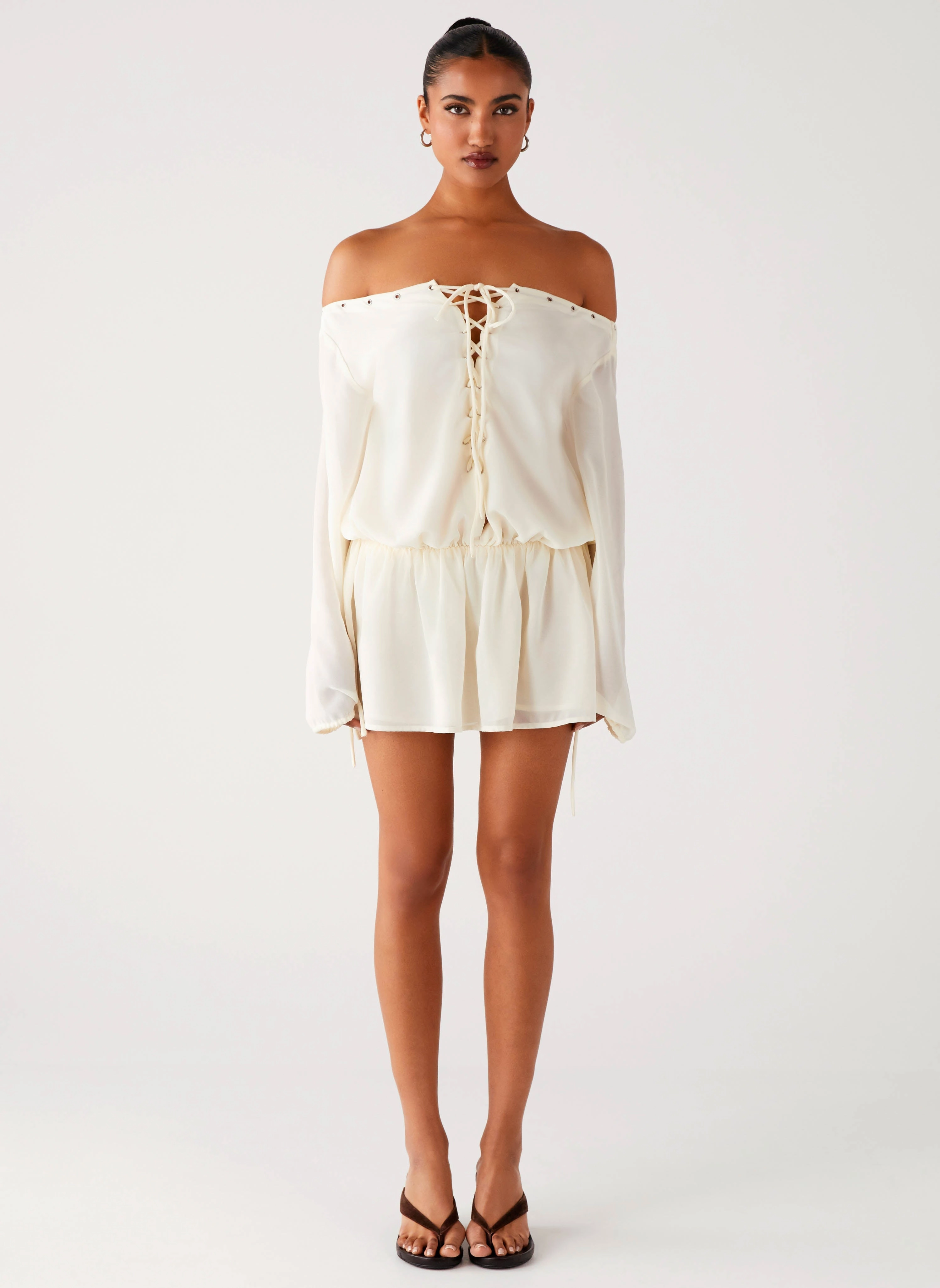 Astaria Mini Dress - Ivory Timeless Fashion Floating Shape