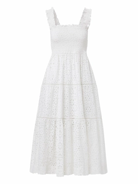 Kristen Dress Fresh White Seaside Eyelet Modest Cut