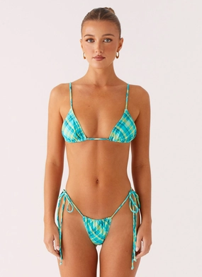 Biodegradable Fabric Lissy Bikini Bottoms - Green Check
