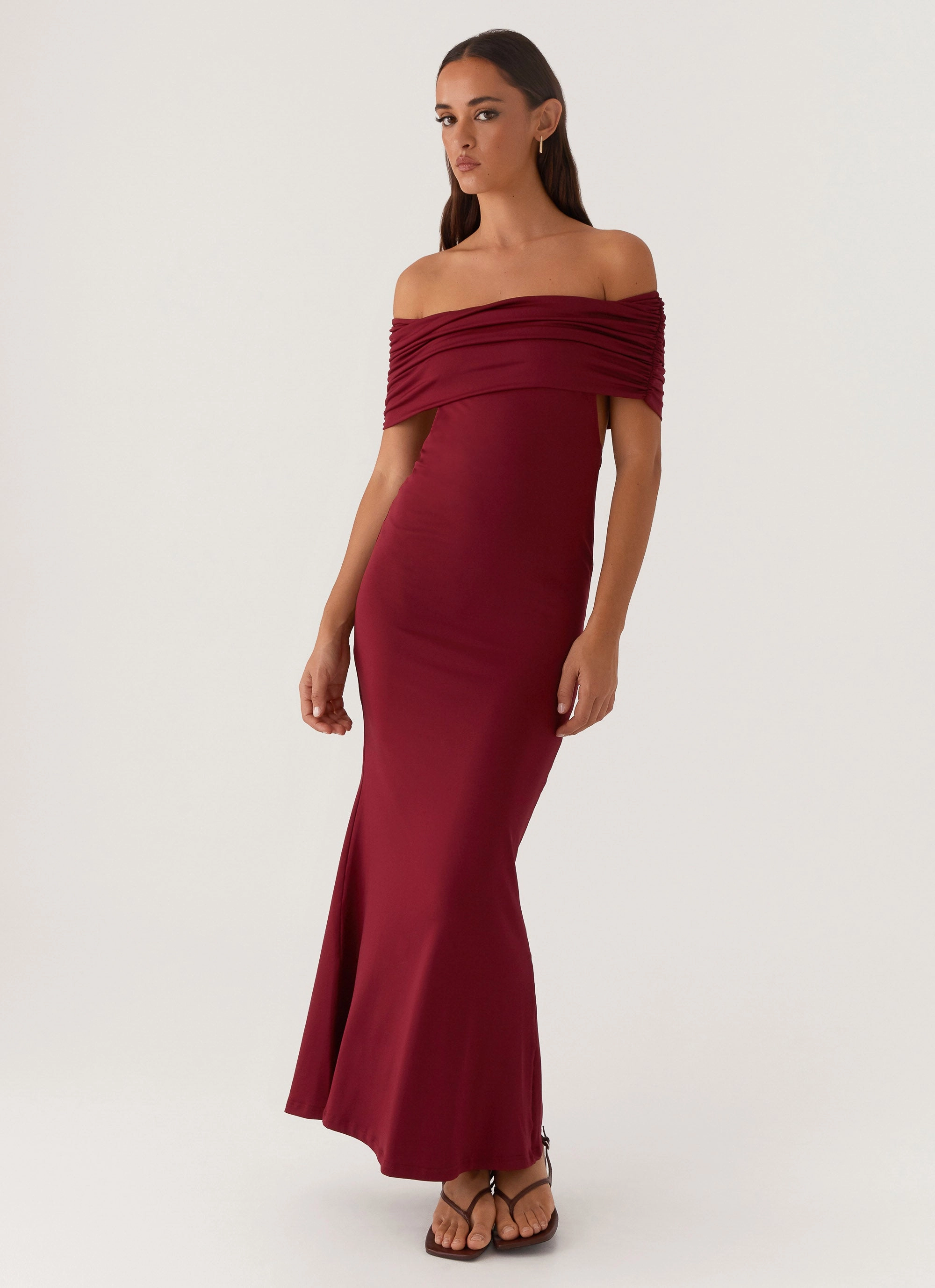 Maude Maxi Dress - Maroon Back-Pocket