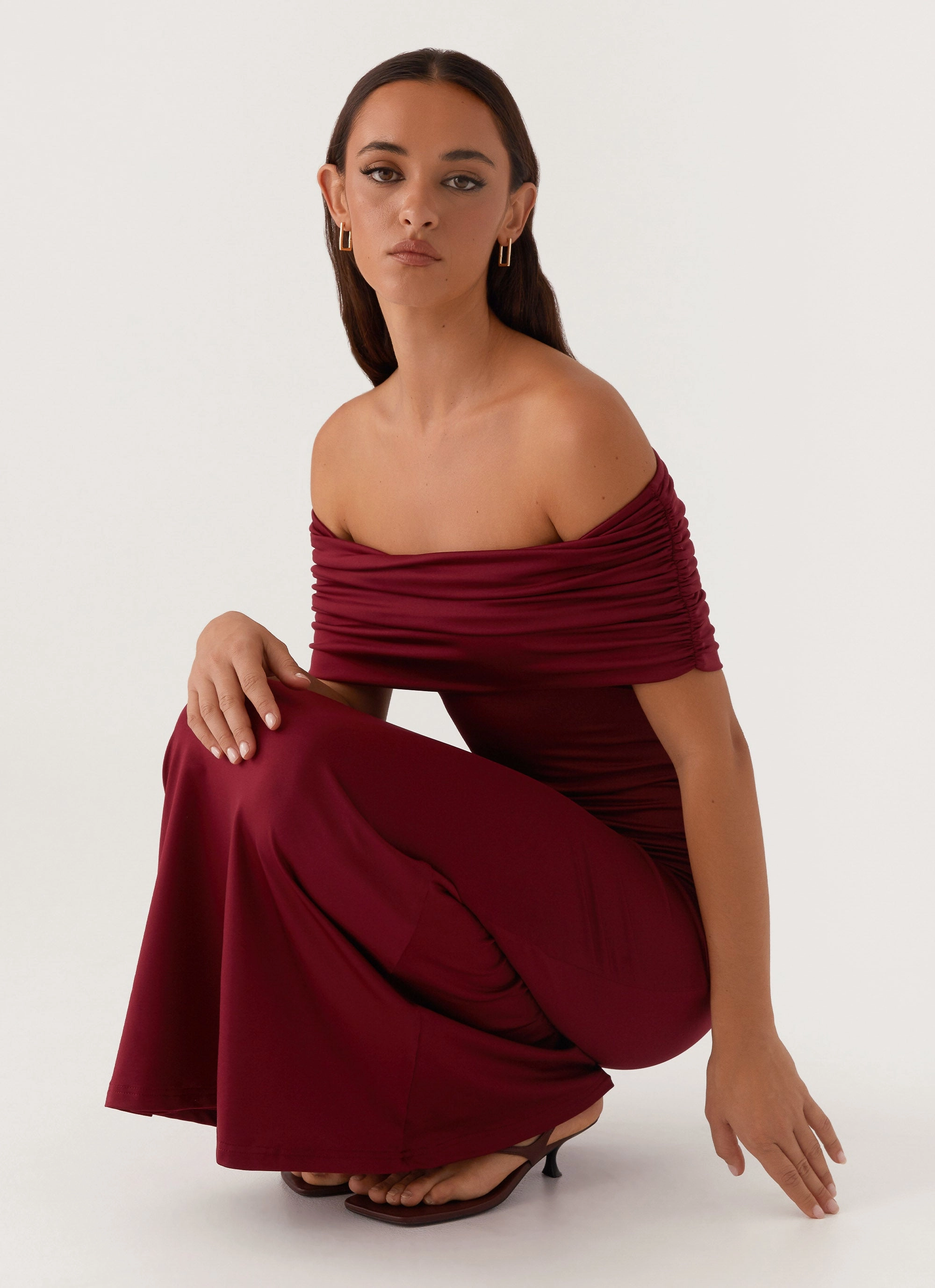 Maude Maxi Dress - Maroon Vibrant color dress Soft and Relaxed