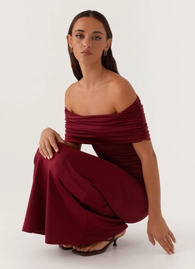 Maude Maxi Dress - Maroon Classic Wear Classic Style