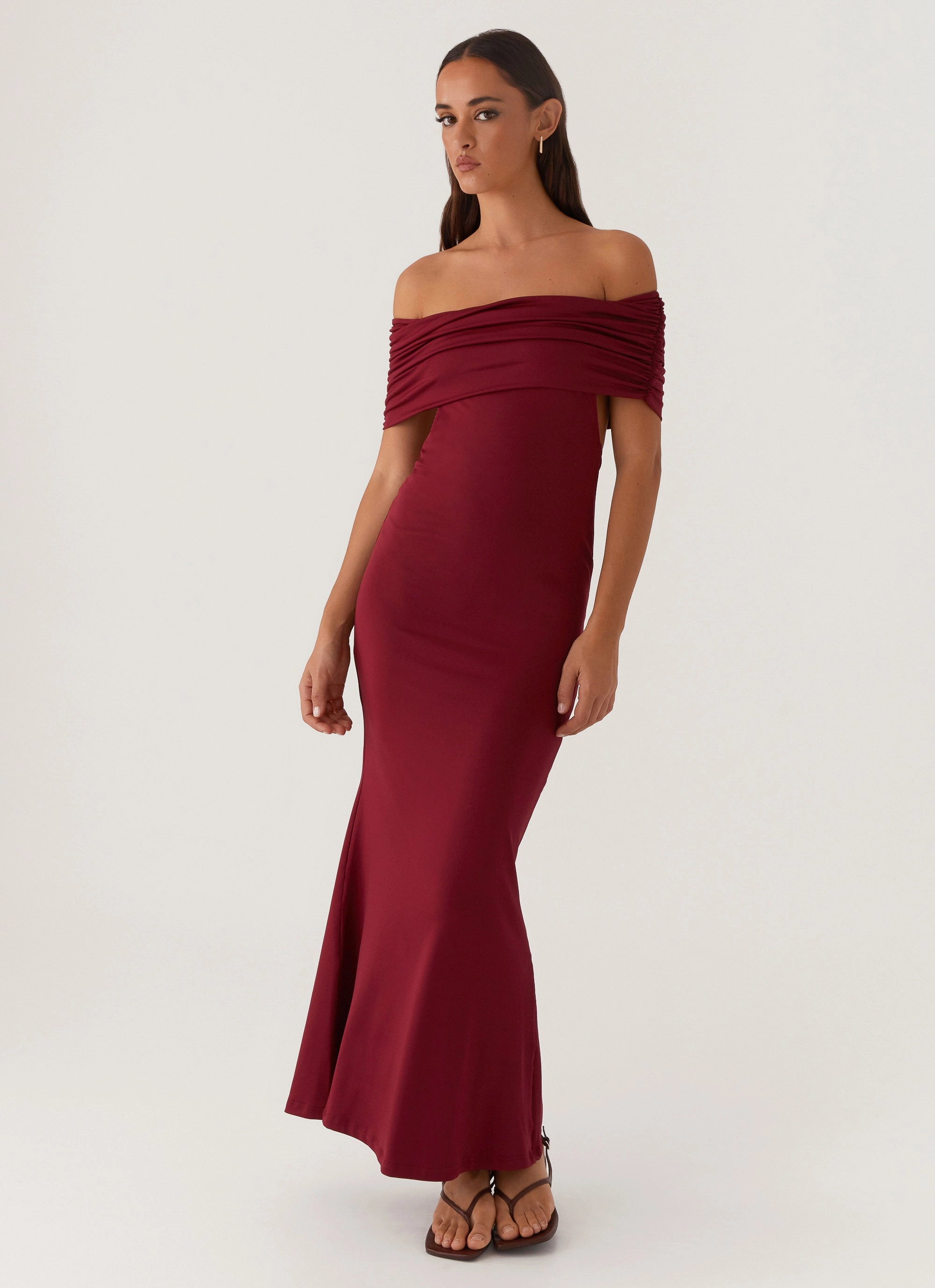 Maude Maxi Dress - Maroon Polished Fit Travel-Style