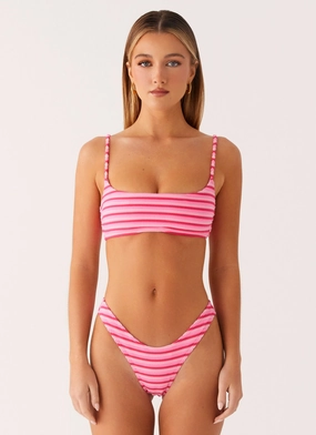Built In Shelf Bra Eco Conscious Manufacturing Mauritius Bikini Bottoms - Pink Stripe