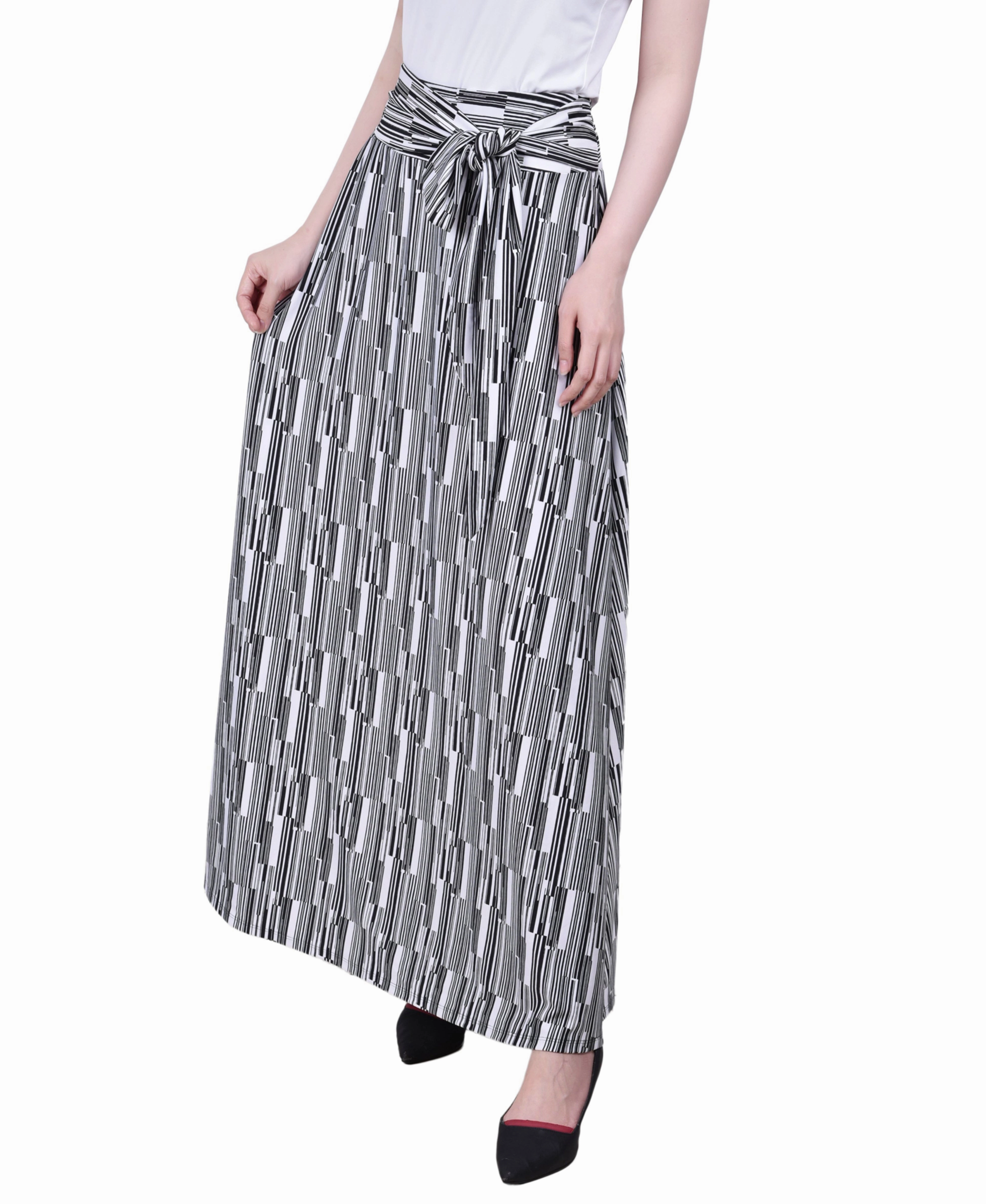 Maxi Skirt With Sash Waist Tie Date night Tapered Cut