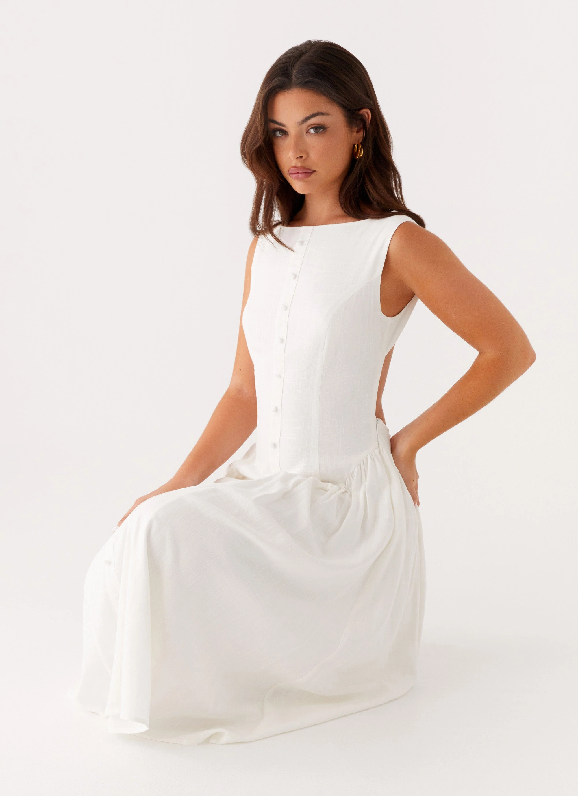 Maylah Midi Dress - White Everyday Movement Quick Layer