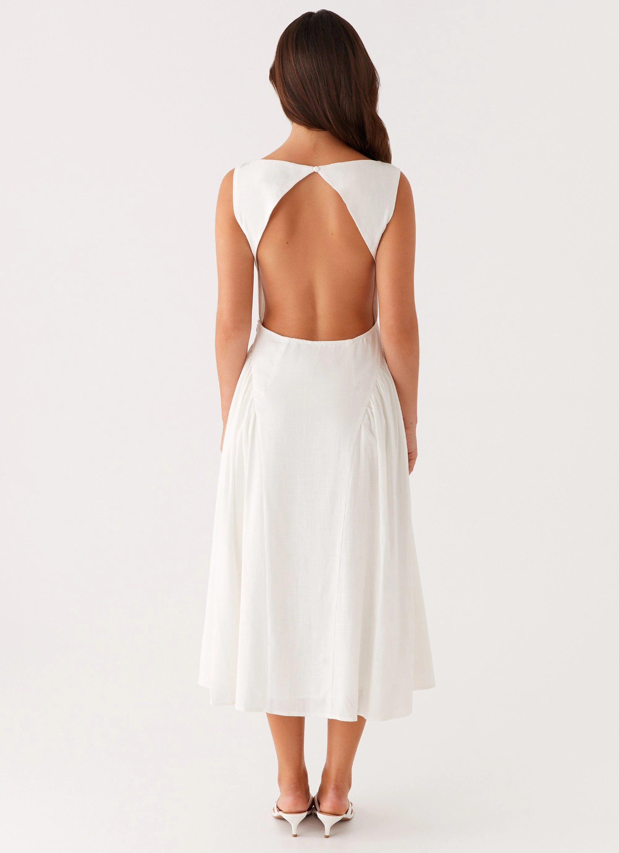 Maylah Midi Dress - White Smart Casual Stylish Silhouette
