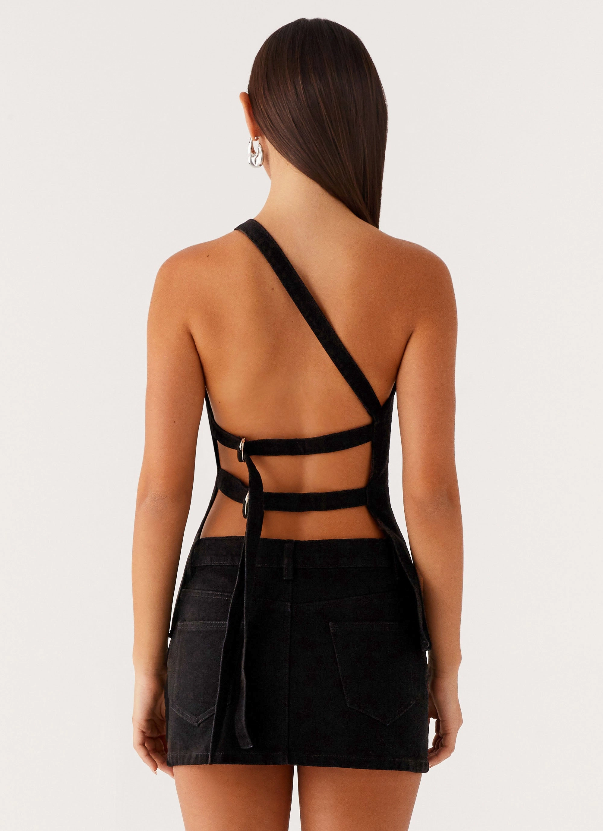 Maysa Denim Top - Black SheerLayering