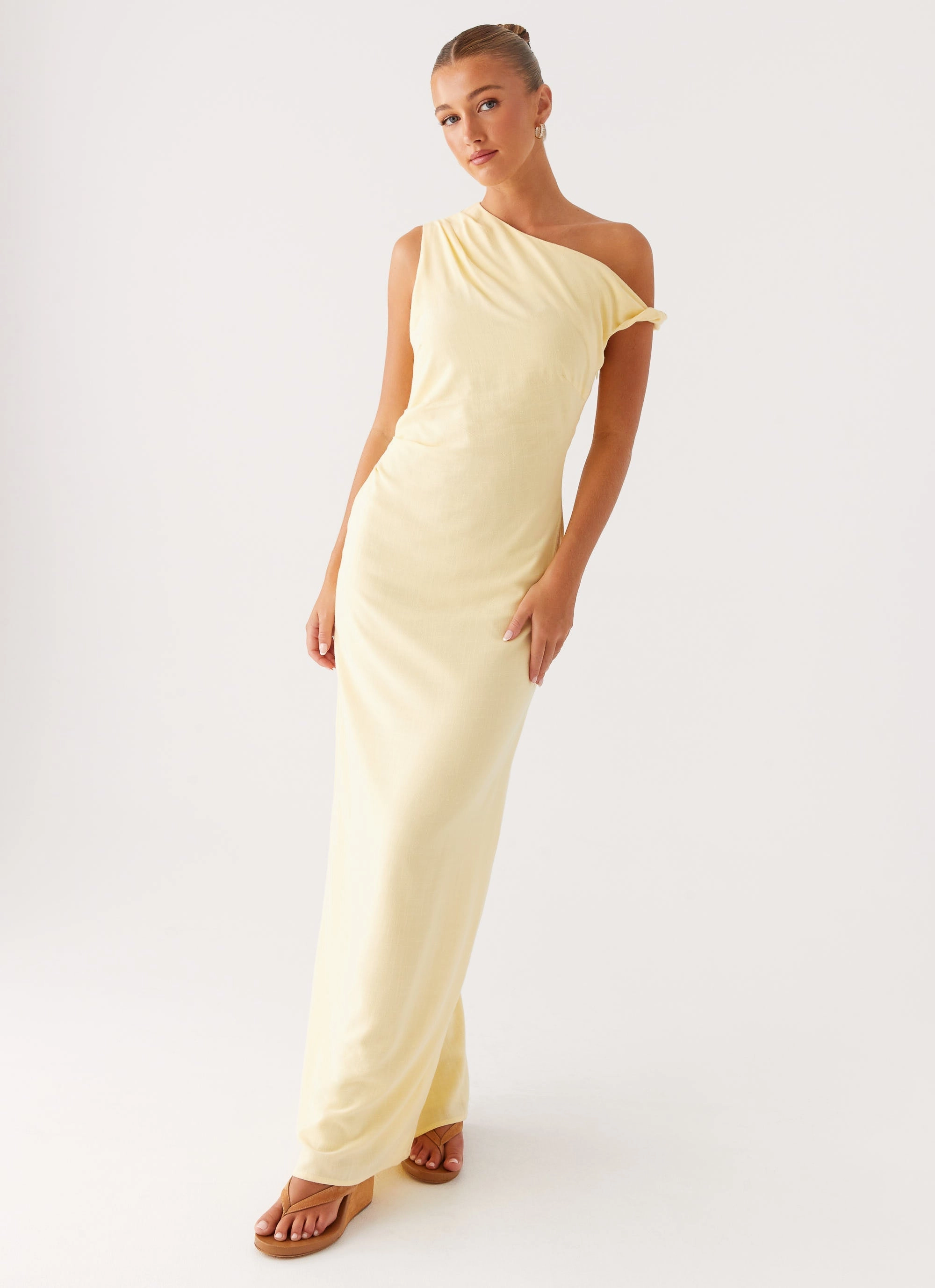 Mckenna Maxi Dress - Yellow Satin Finish