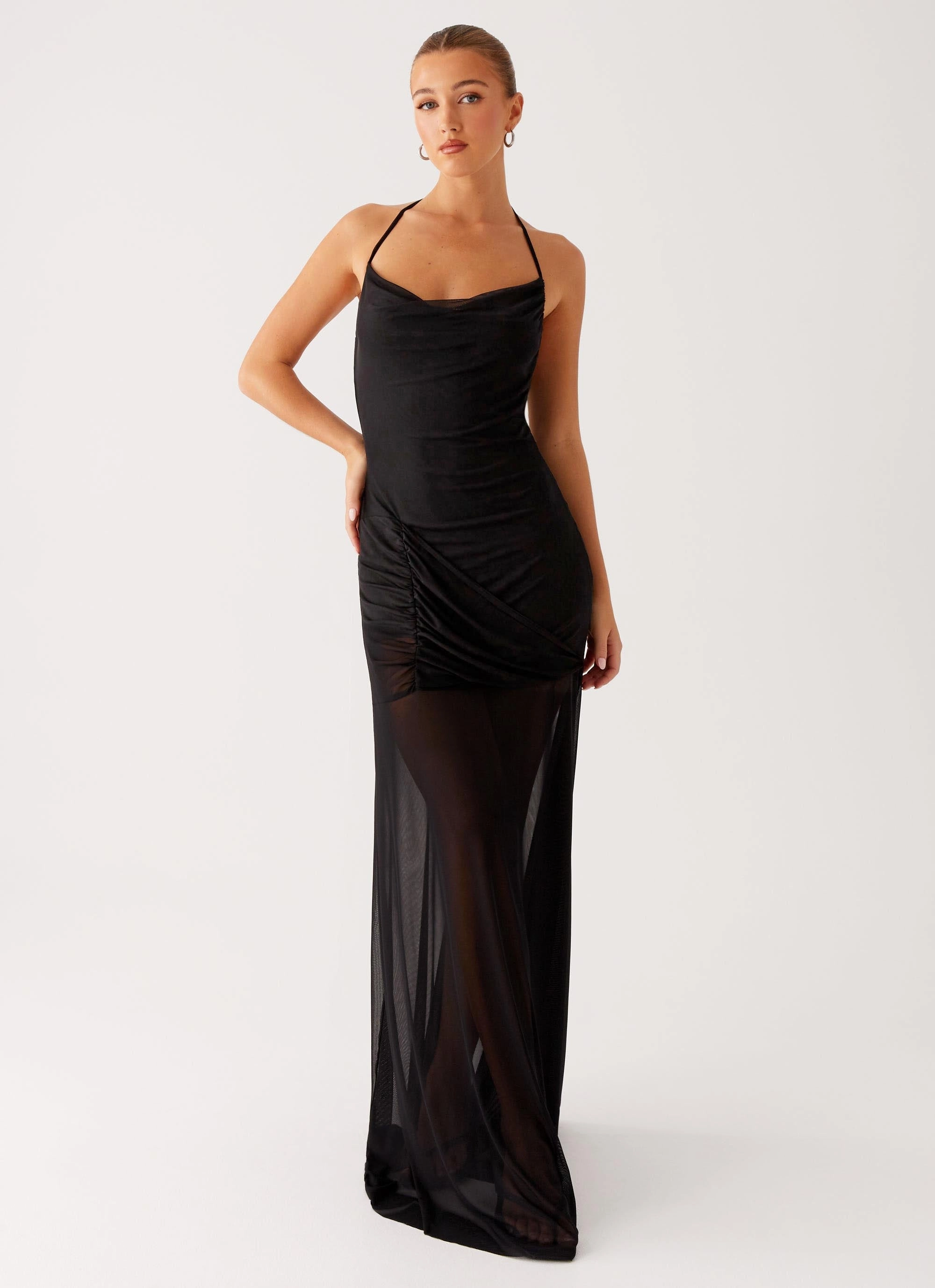 Mckinley Maxi Dress - Black Feminine off-the-shoulder gown
