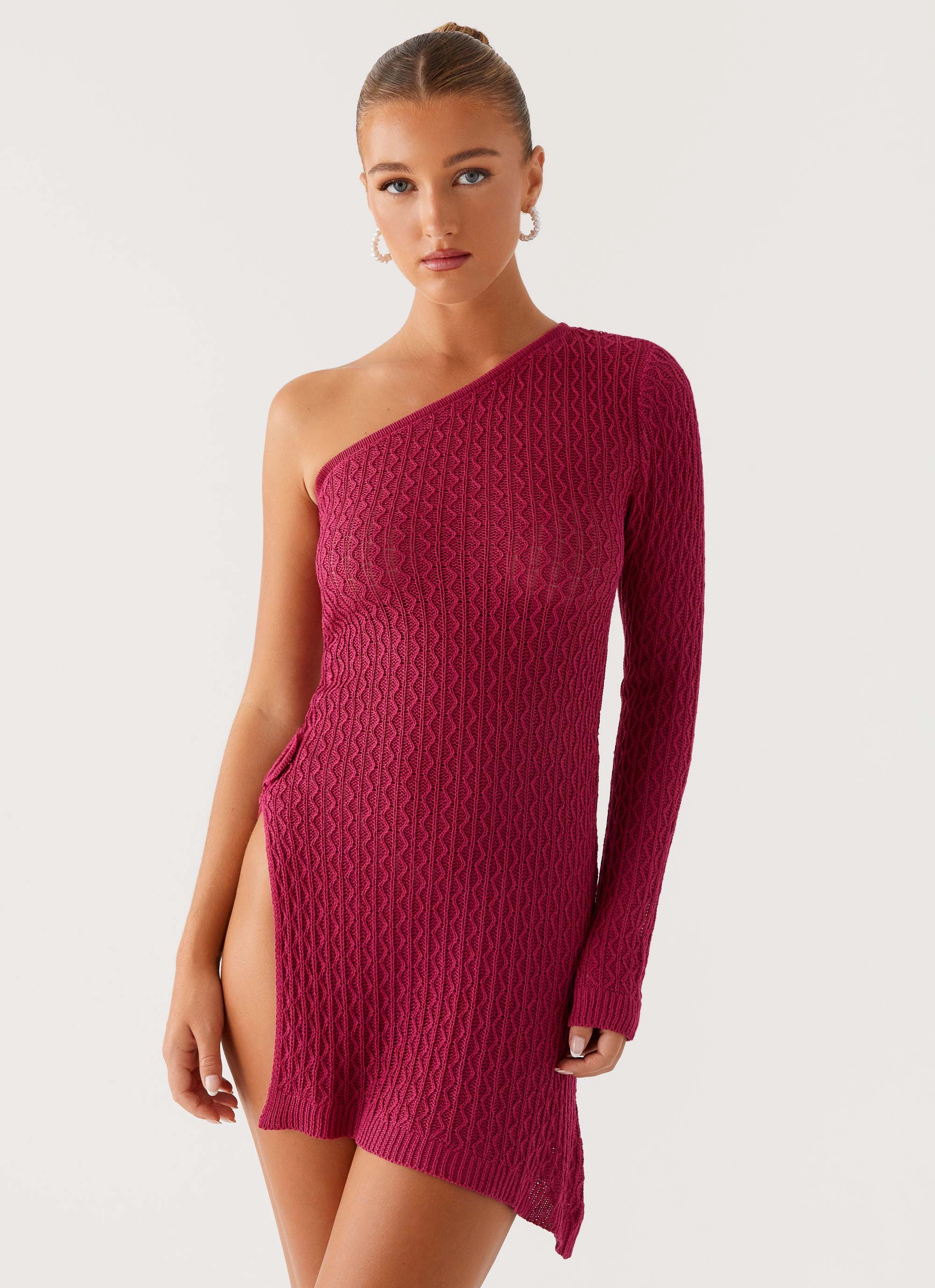 Medda Knit Mini Dress - Hot Pink Edge Shape