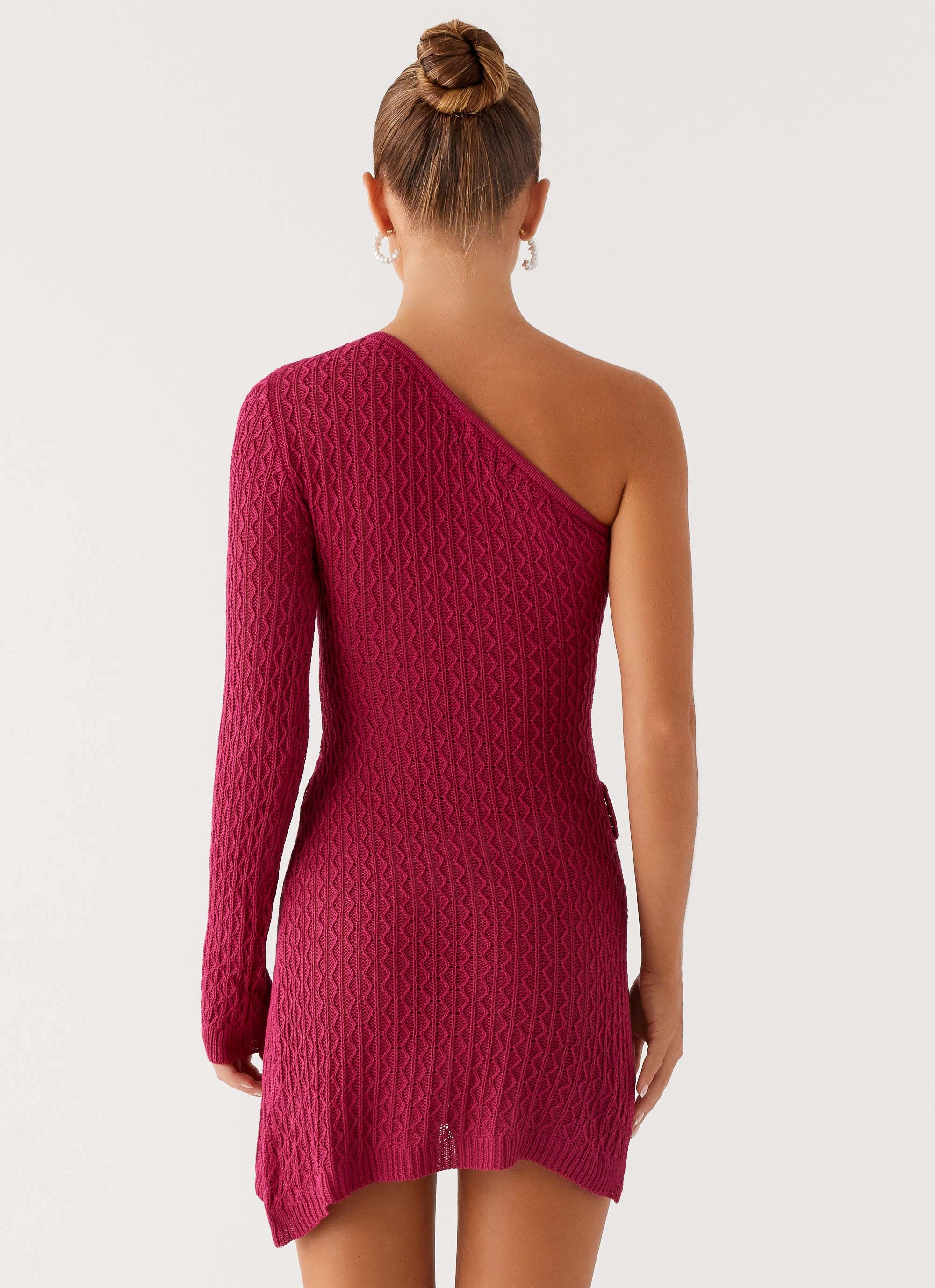 Medda Knit Mini Dress - Hot Pink Soft color breathable-mesh