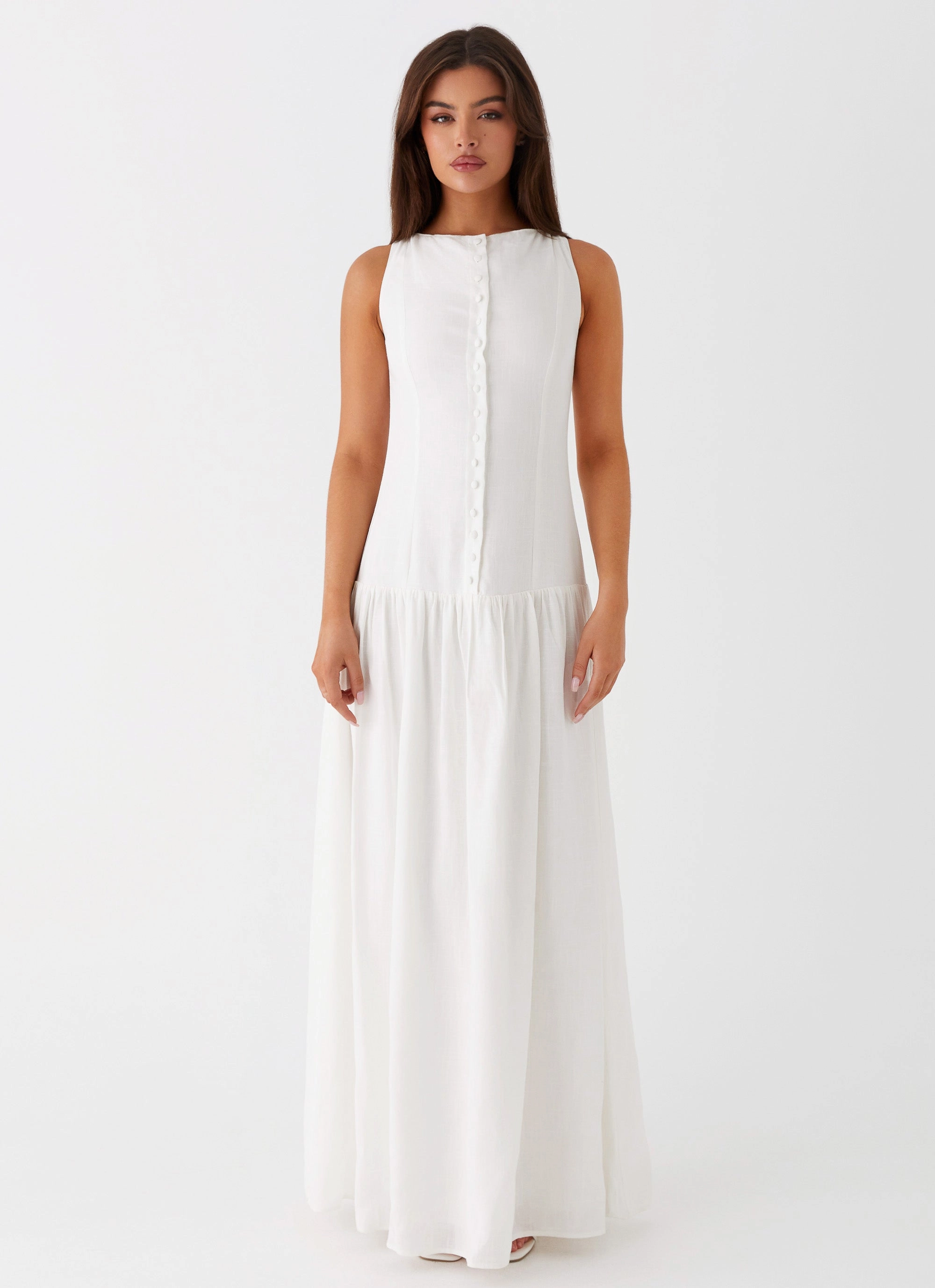 Sleek Feel Meggie Linen Maxi Dress - White