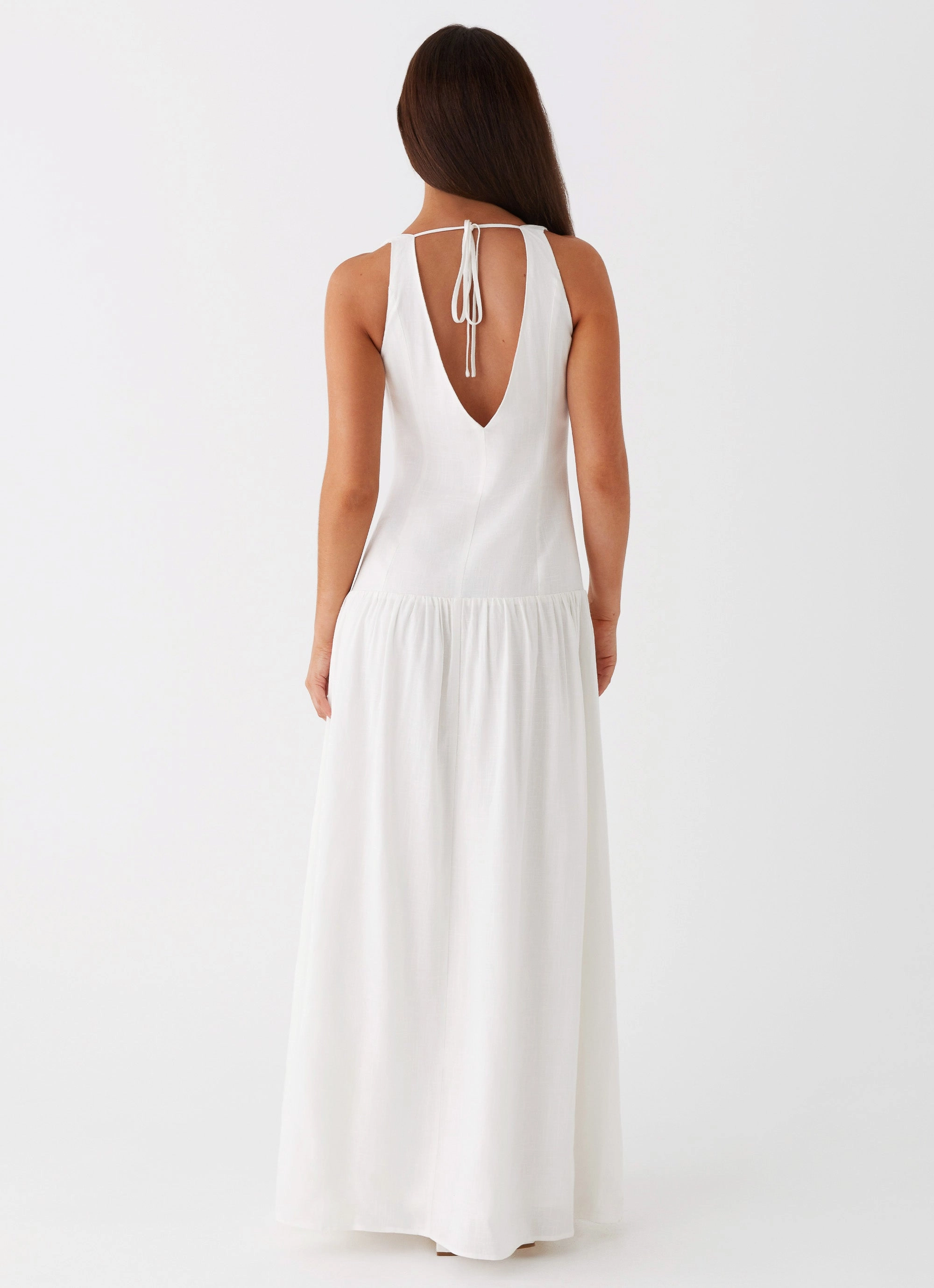 Art Event Hook-And-Eye Meggie Linen Maxi Dress - White