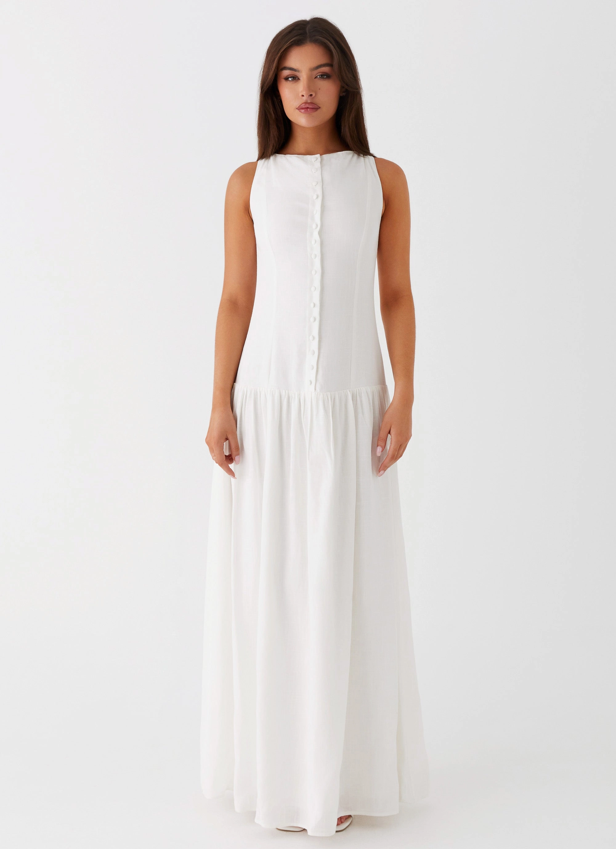 Occasion Wear Meggie Linen Maxi Dress - White