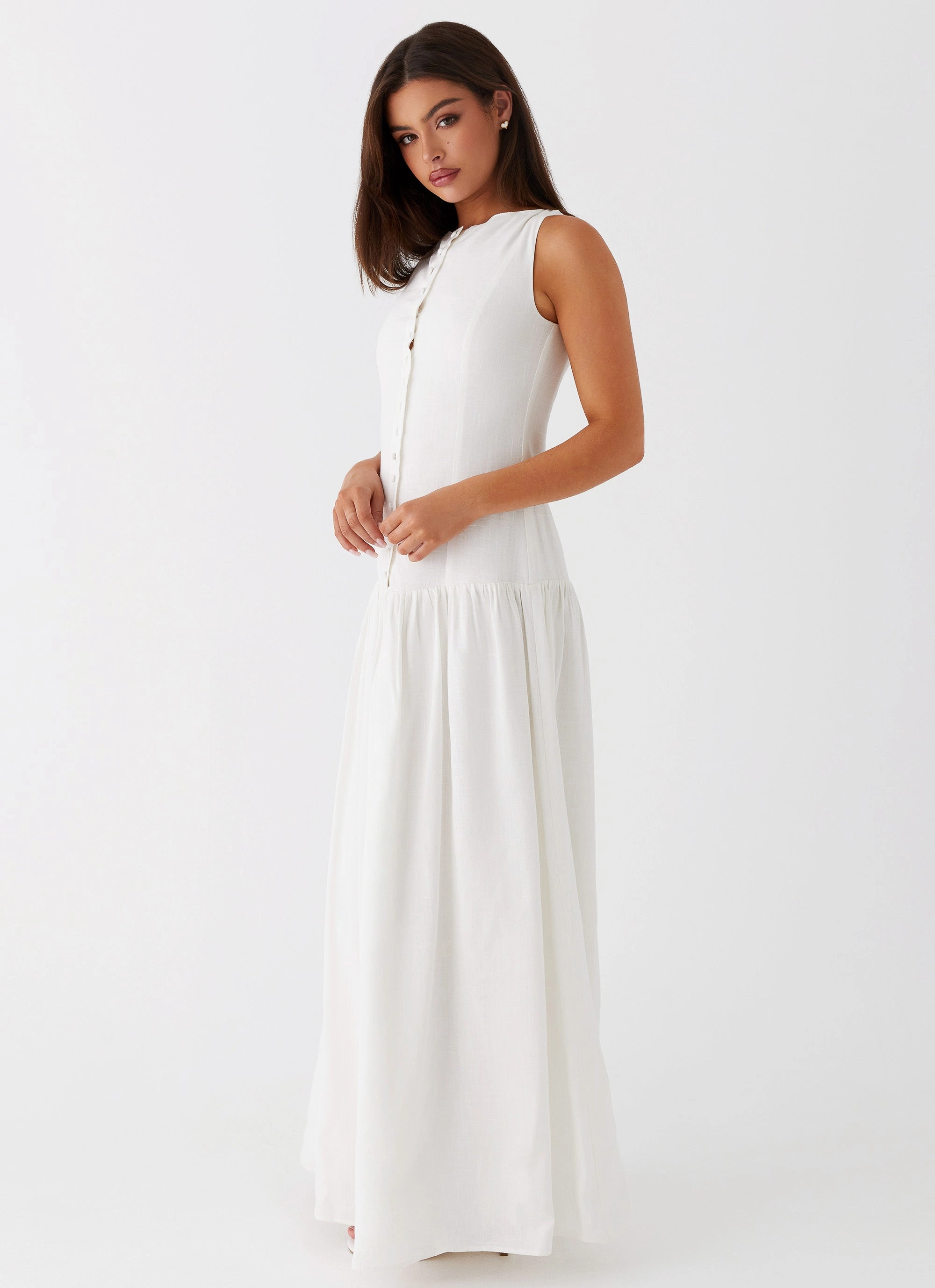 Meggie Linen Maxi Dress - White spring fashion