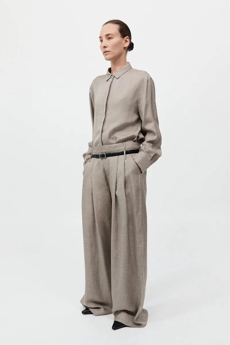 MachineWashable Double Stitched Seams Melange Double Loop Pants in Rye