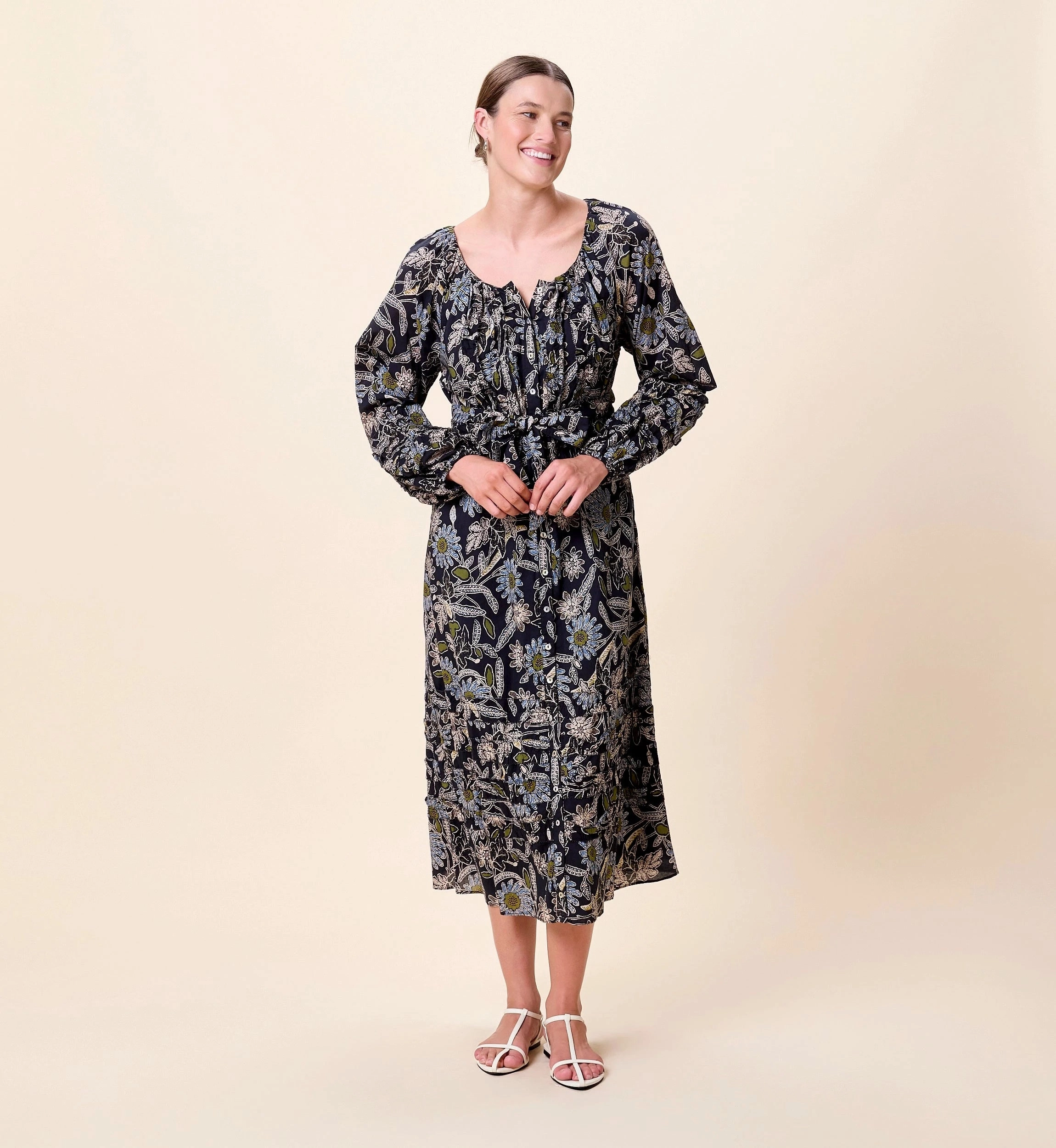 Melinda Midi Dress | Dark Magnolia MultiPurposePockets Fresh Fit