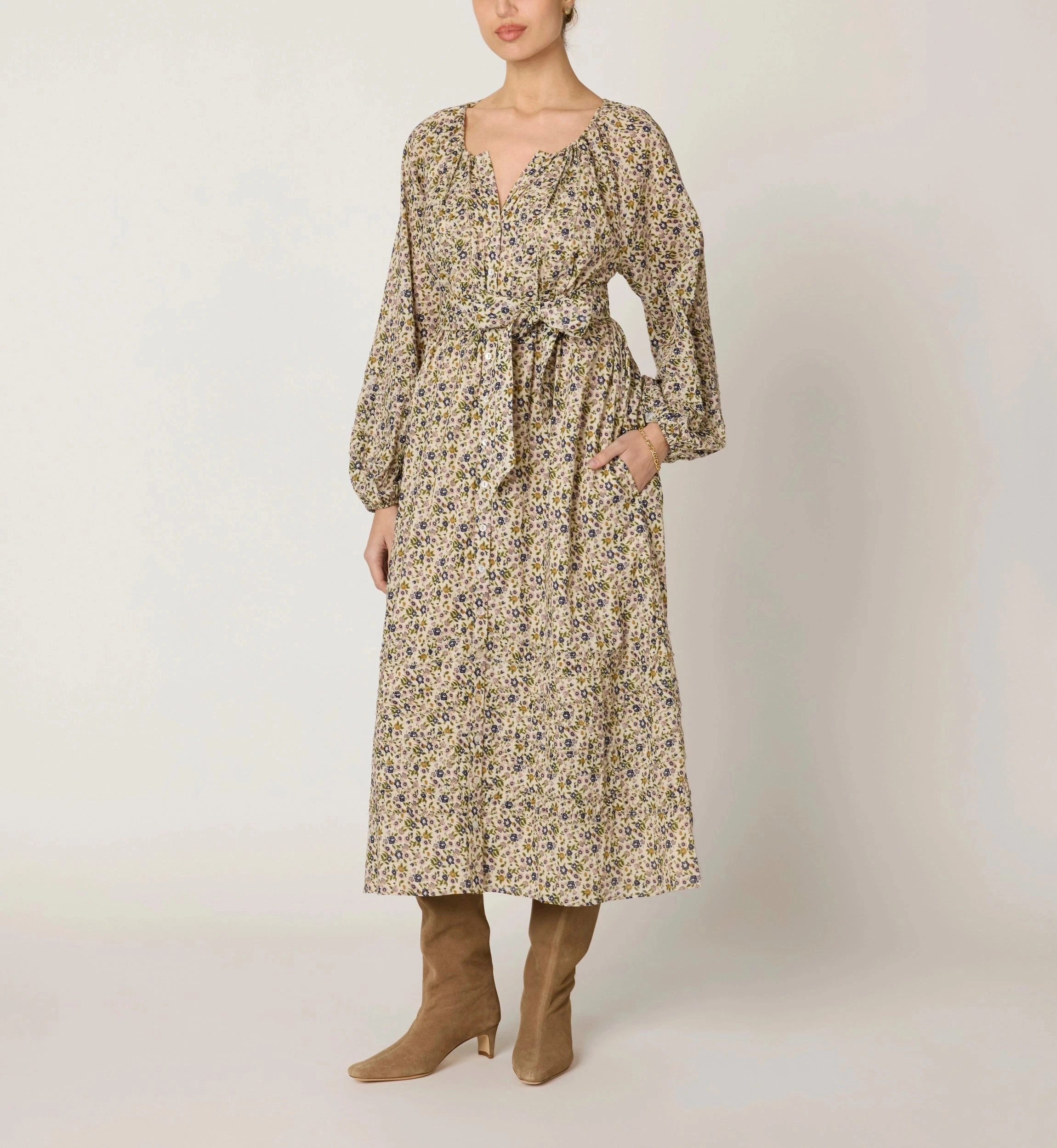 Seasonal Layer Global Style Melinda Midi Dress | Eloisa Floral