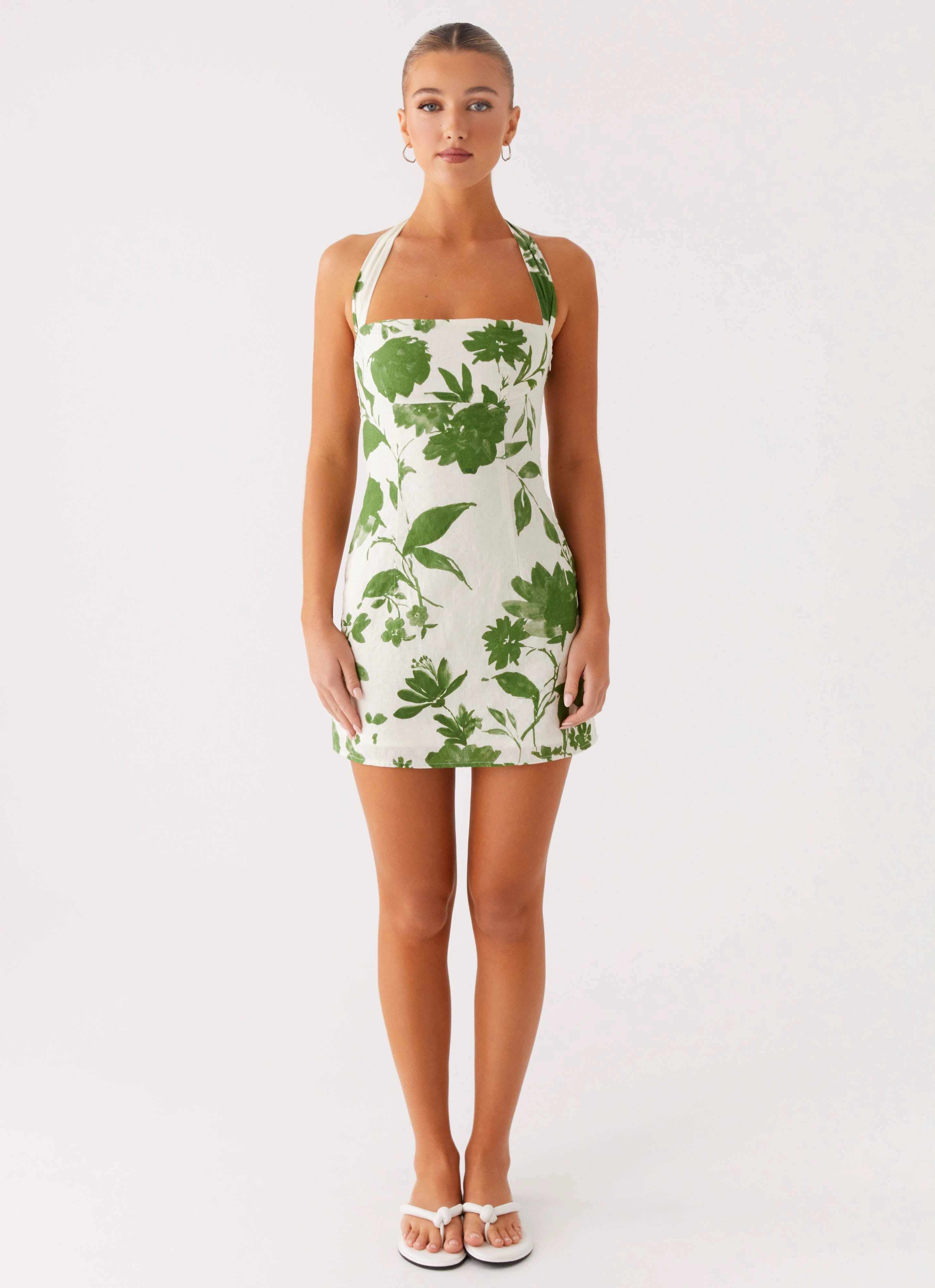 Melora Mini Dress - Verdant Bloom Relax Fit Soft Flow