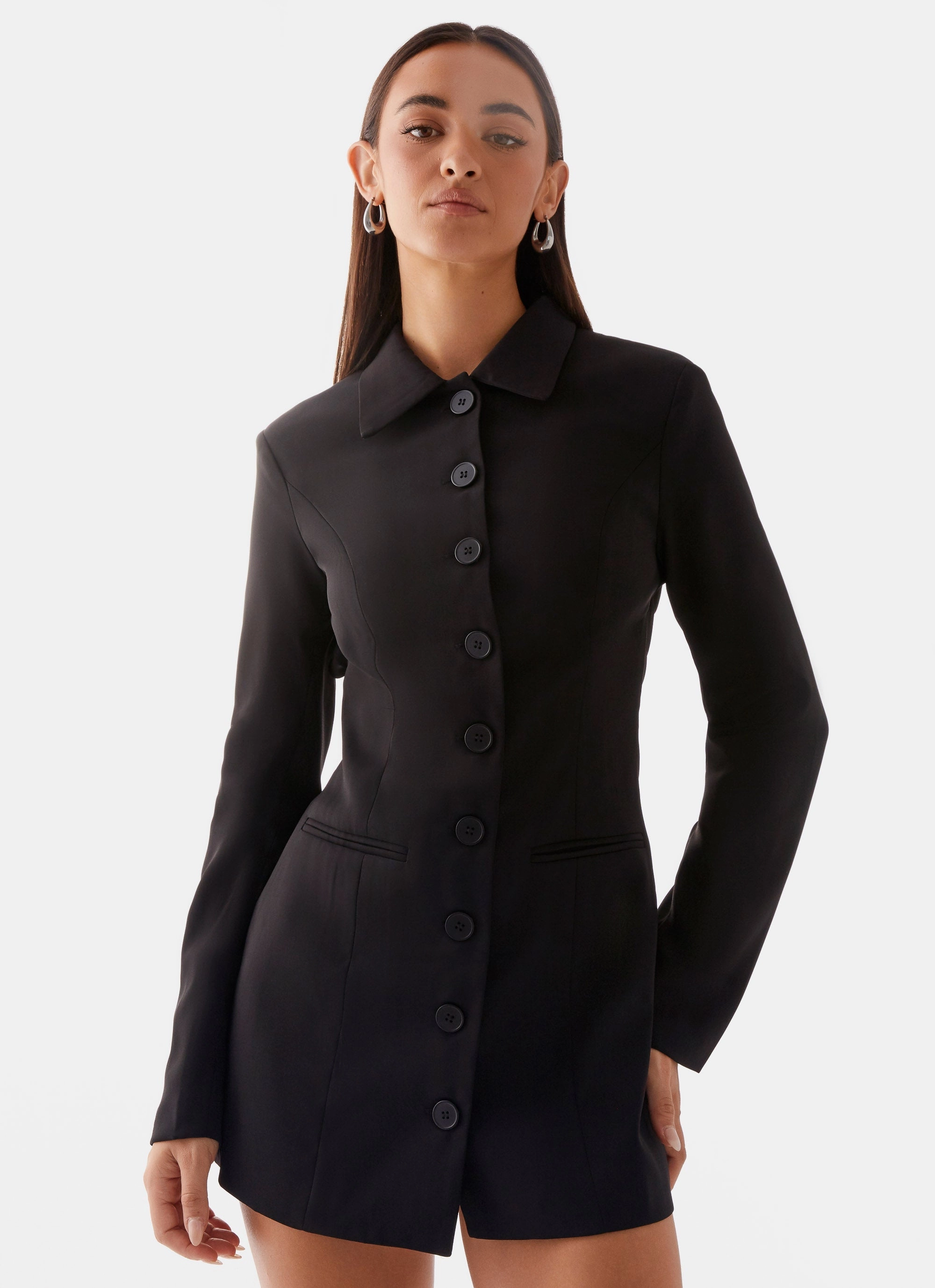 Lined interior Office Fit Memphis Blazer Mini Dress - Black