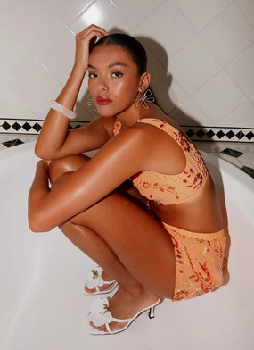 Mercer Sequin Bralette - Orange Comfortable Look Fashion Statement