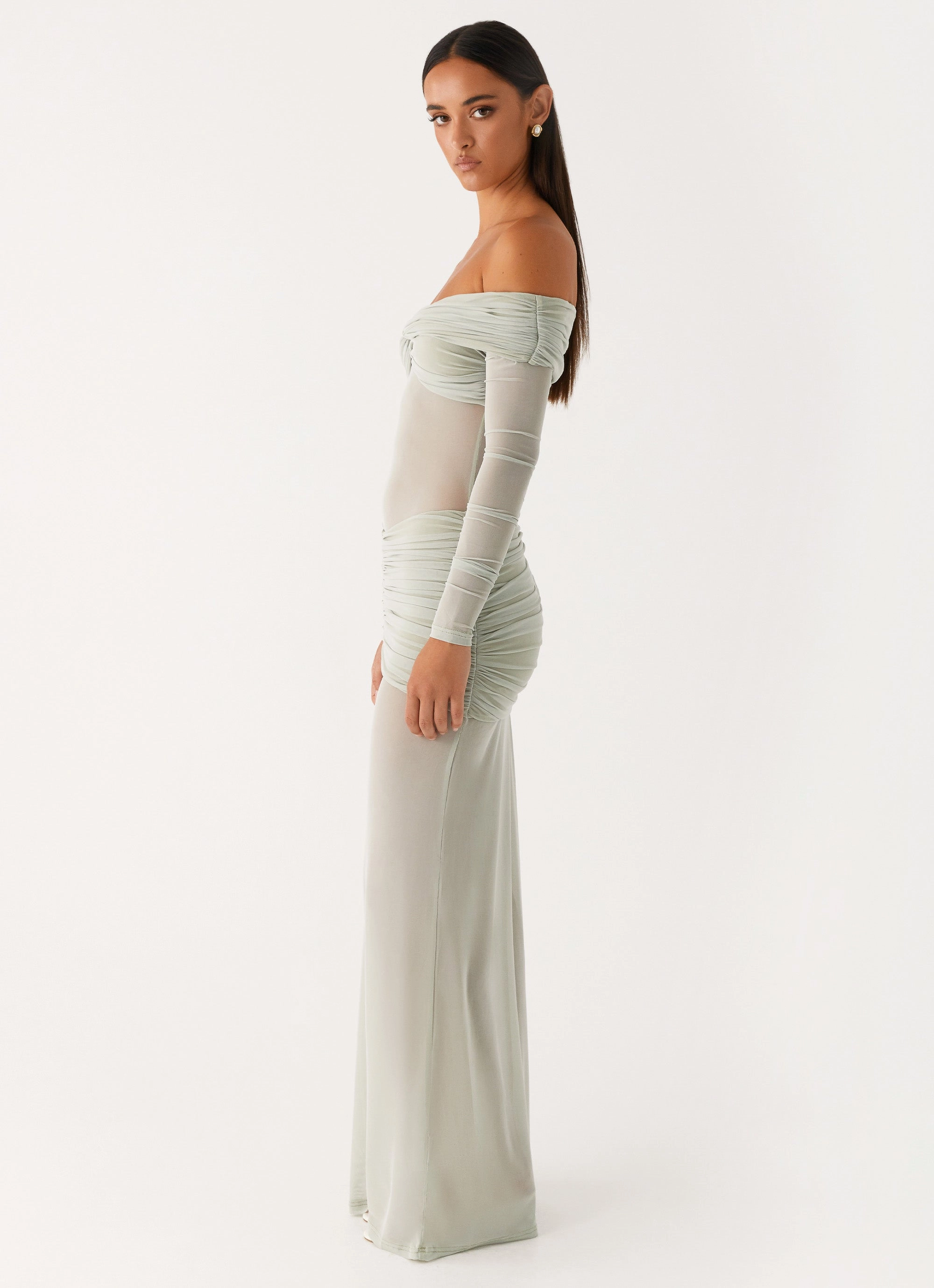 Magnetic-Closure Textured Look Mercy Maxi Dress - Sage