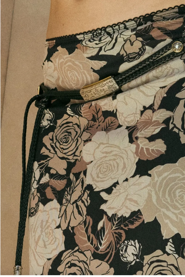 Snag Resistant Fabric Casual Wearable Mesh Fall Floral Print Maxi Skirt