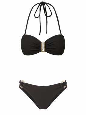 Cindy Top   Ring Trim Bottom in Black Texture Everyday Essential