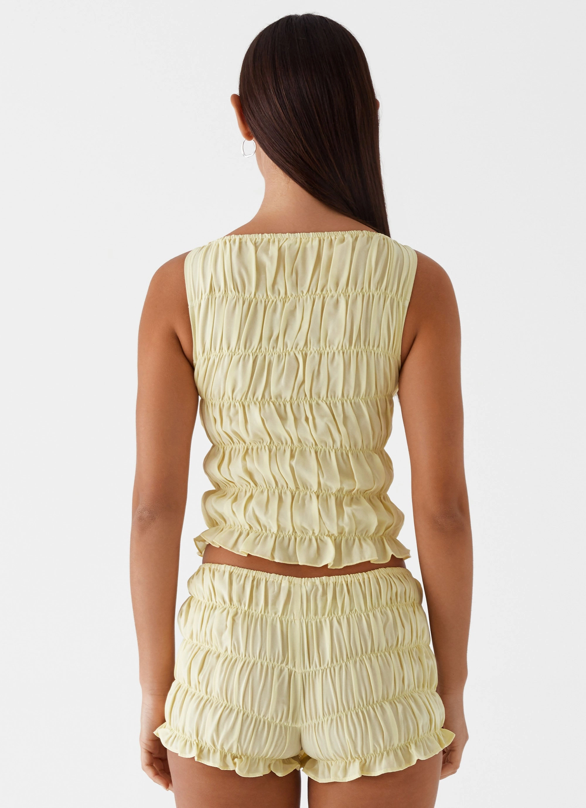 Chic Sweater Messina Ruched Tank Top - Yellow