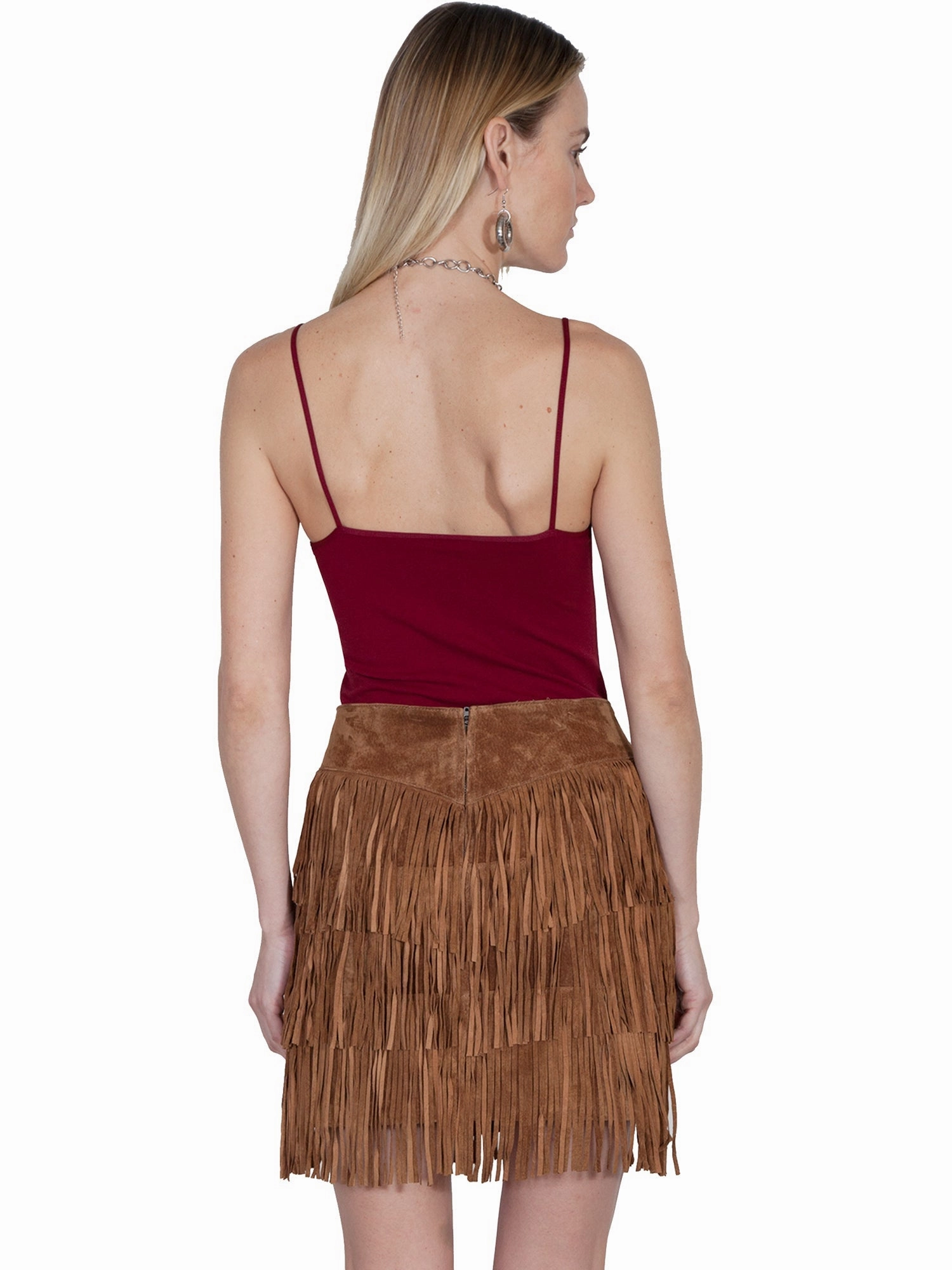 Media Feature Design innovation Scully Womens Cinnamon Boar Suede Fringe Skirt