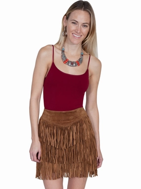 Scully Womens Cinnamon Boar Suede Fringe Skirt Cozy Vibes