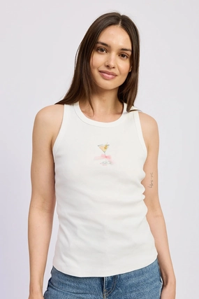 Mia Graphic Tank Top V Neck Design Summer Wardrobe