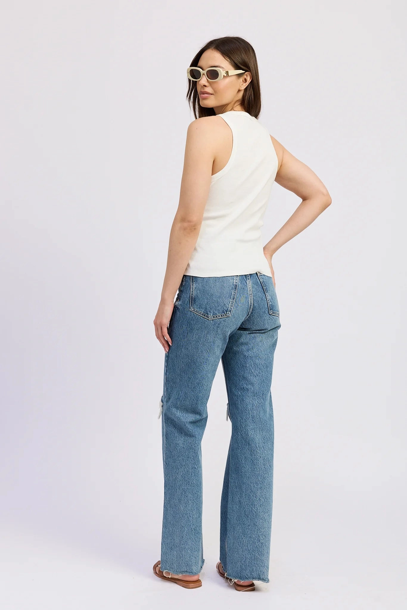 Mia Graphic Tank Top Double Stitched Hems