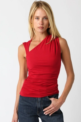 Multi Panel Construction Mia Knit Top - Red