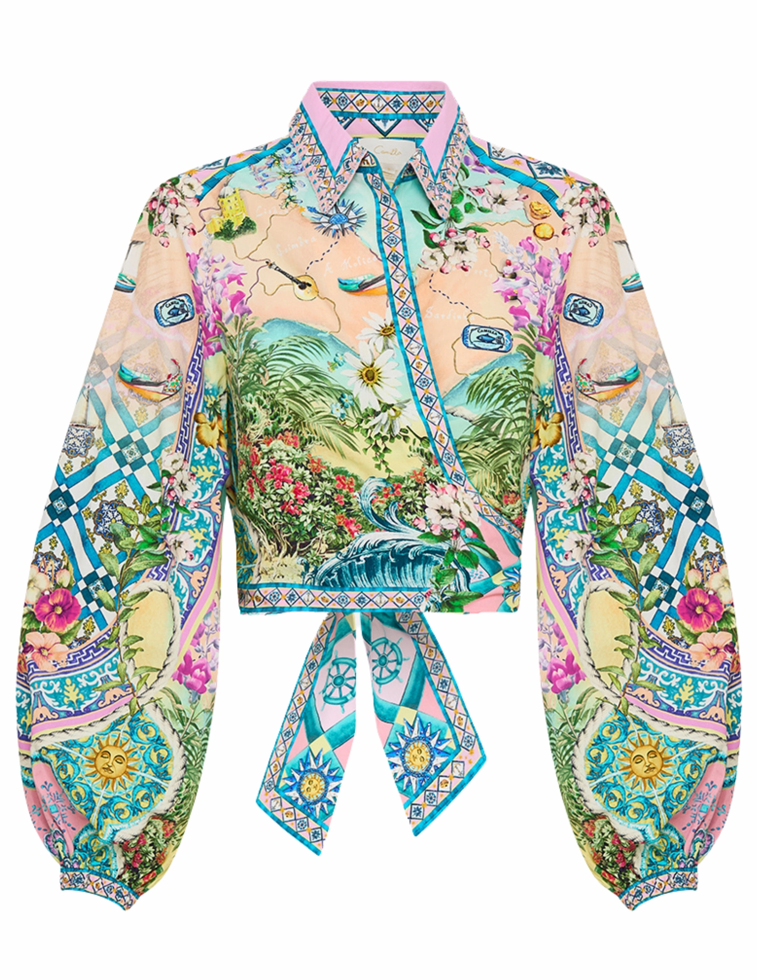 Camilla Cropped Wrap Shirt Work Essential Flexible Gusset Design