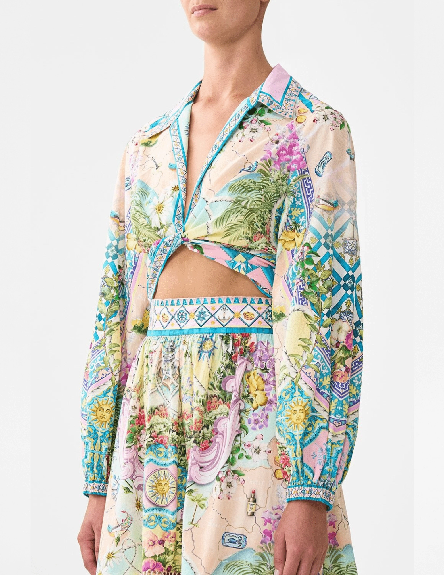 Practical Style Tear Resistant Camilla Cropped Wrap Shirt